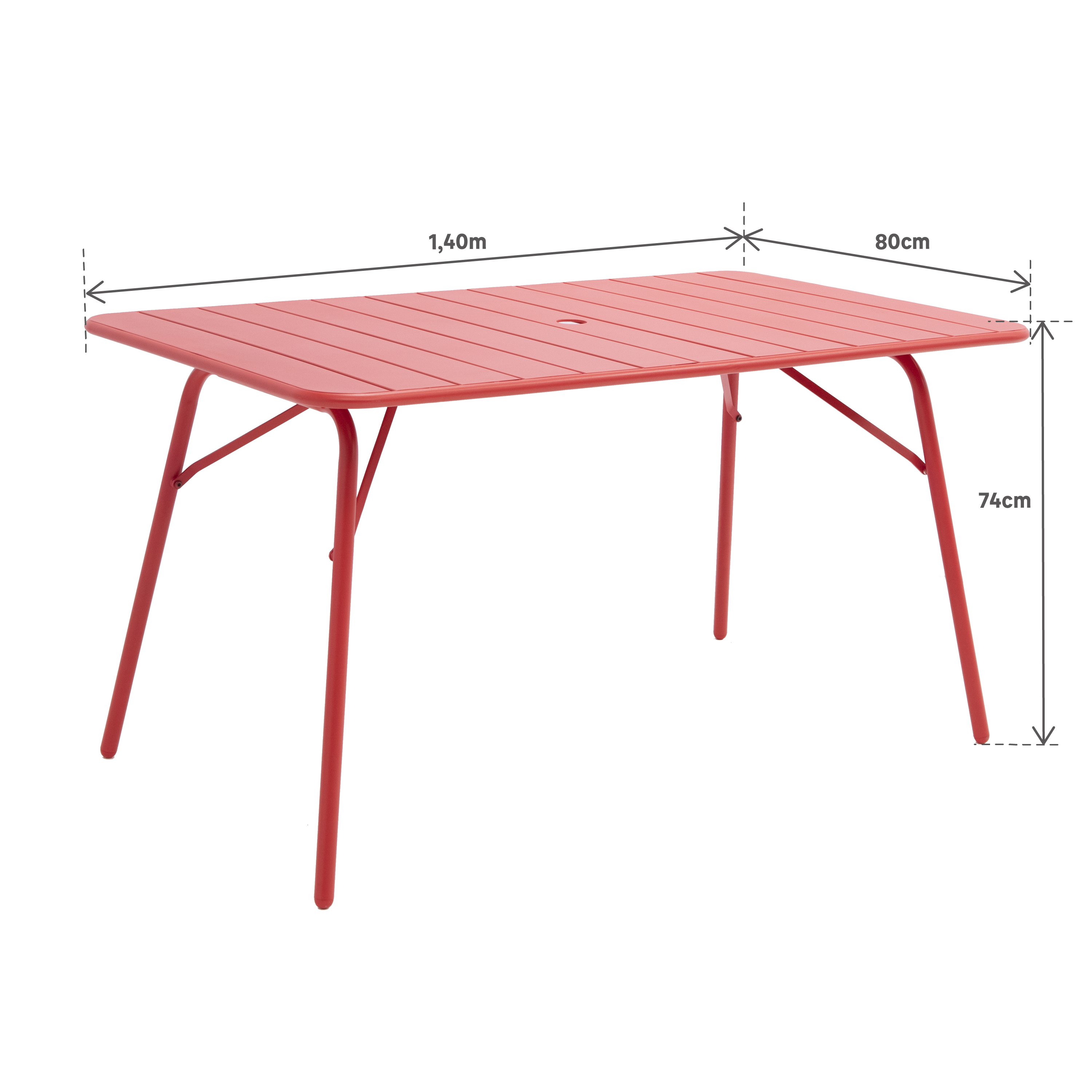 Mesa de jardín NATERIAL Café II de acero rojo de 140 x 74 x 80 cm - 2