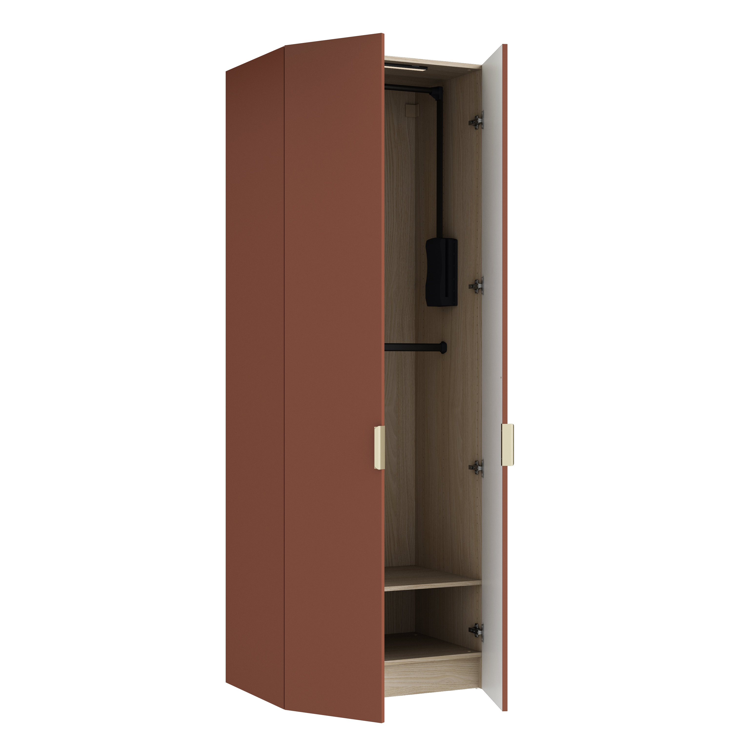 Dressing SPACEO Evo'm, terracotta / chêne H.230.4 x l.80x P.54cm