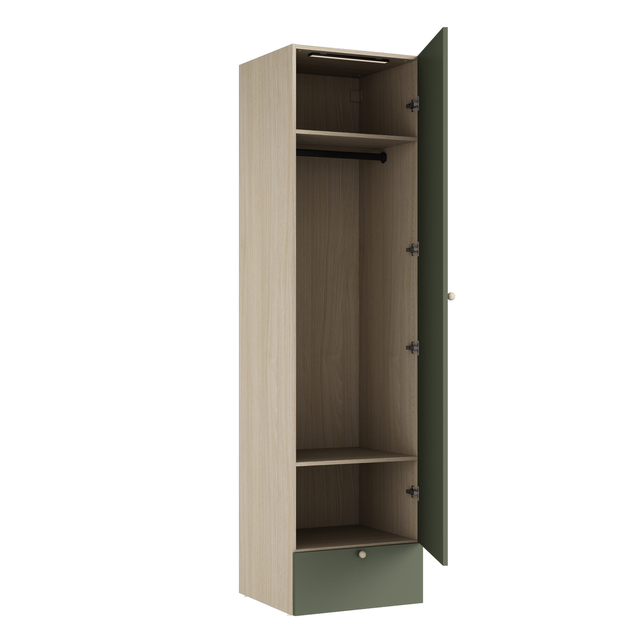 Dressing SPACEO Evo'M, façade vert / caisson chêne H.230.4 x l.60 x P.54 cm