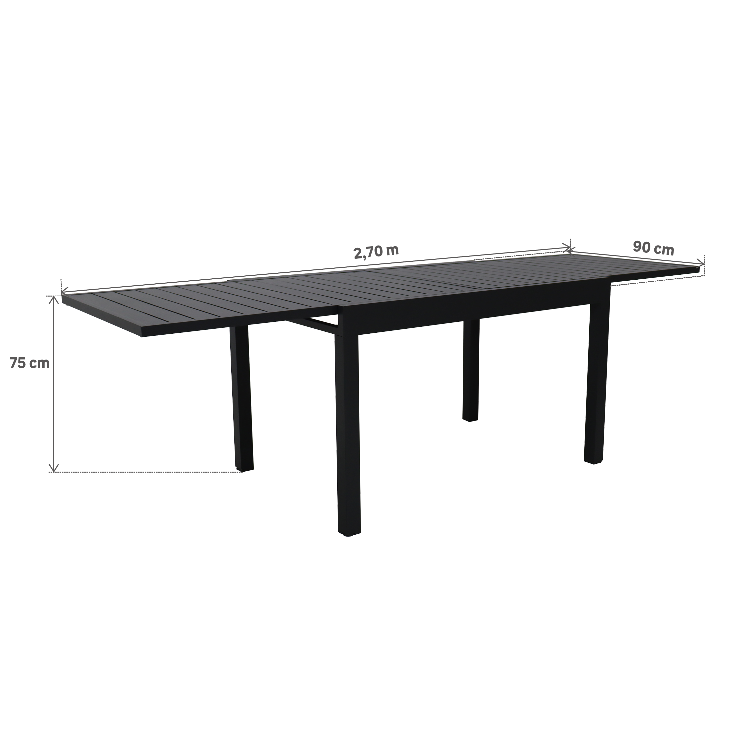 Tavolo da giardino allungabile Lyra II NATERIAL in alluminio grigio per 8 persone 135/270x90cm - 18