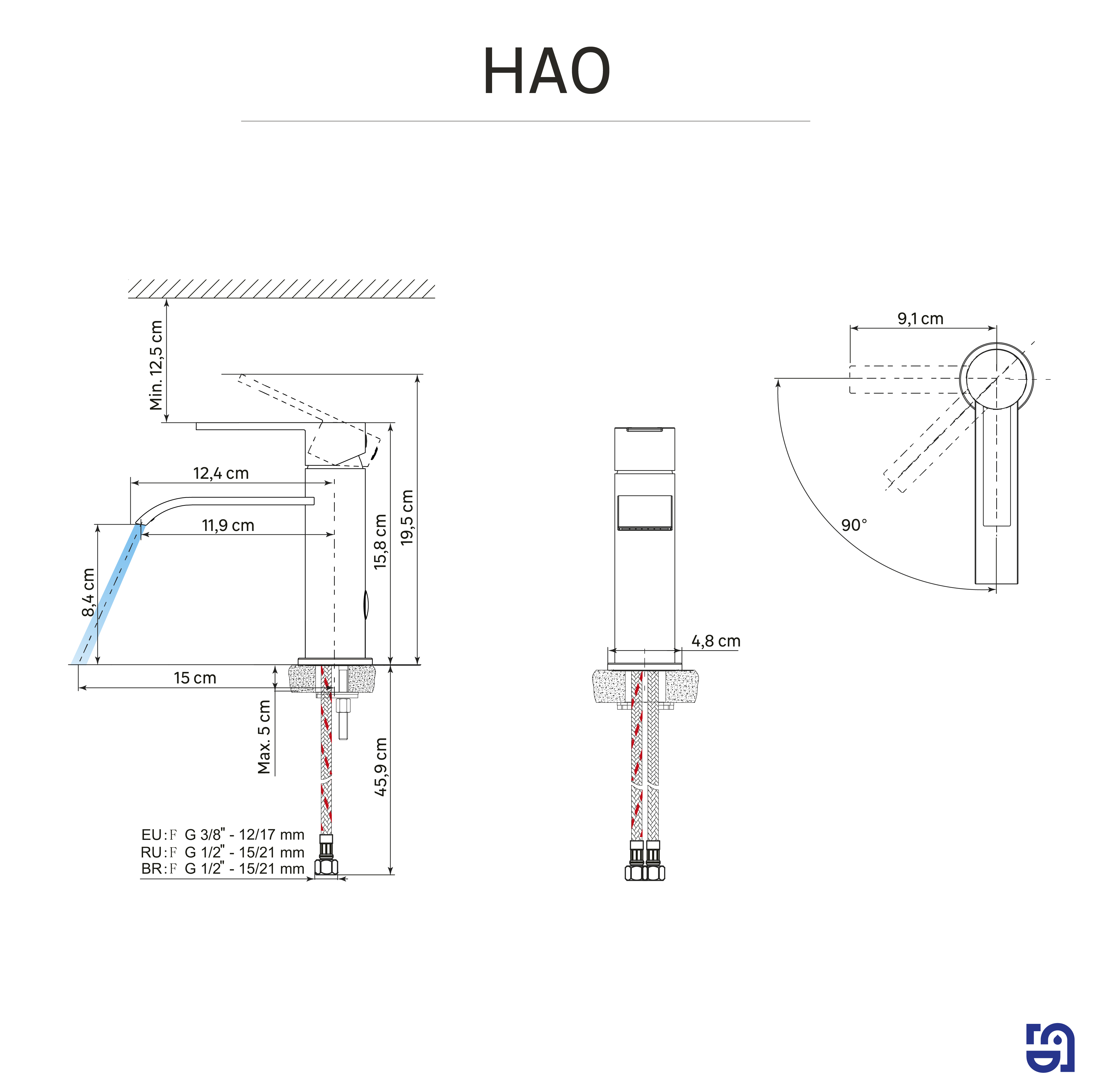 Bateria umywalkowa chrom Hao Sensea - 4