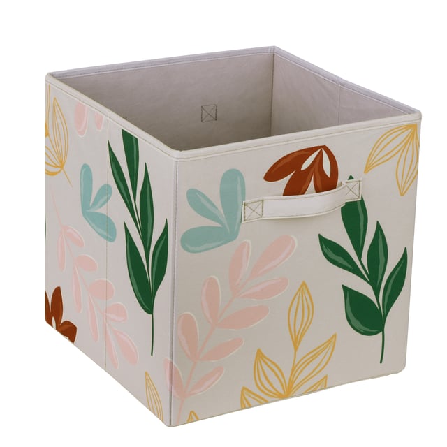 Cesta in poliestere SPACEO Kub Foglie L multicolore P 31 x L 31 x H 31 cm
