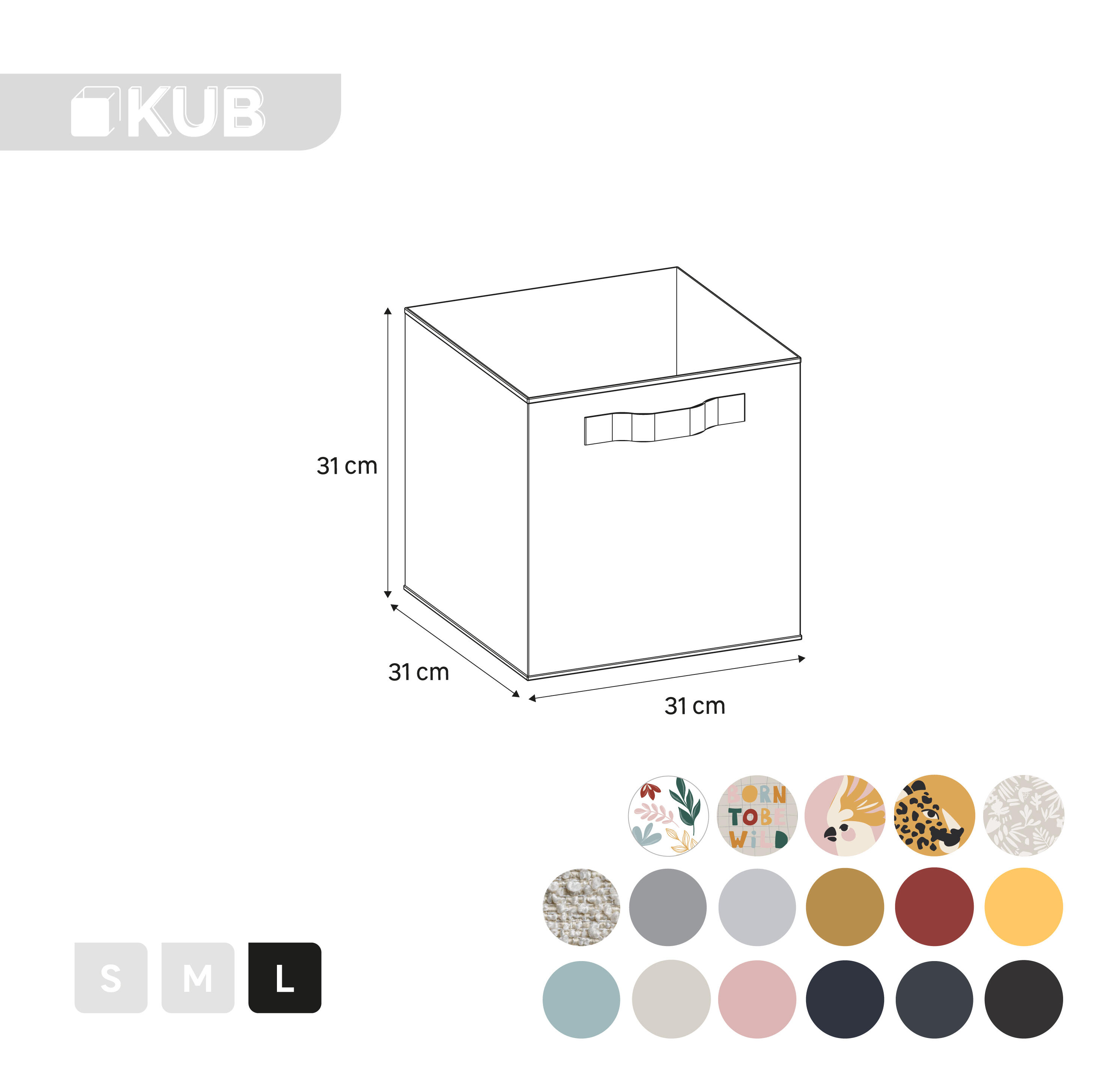 Panier SPACEO Kub motif fleuri H.31 x l.31 x P.31 cm - 3