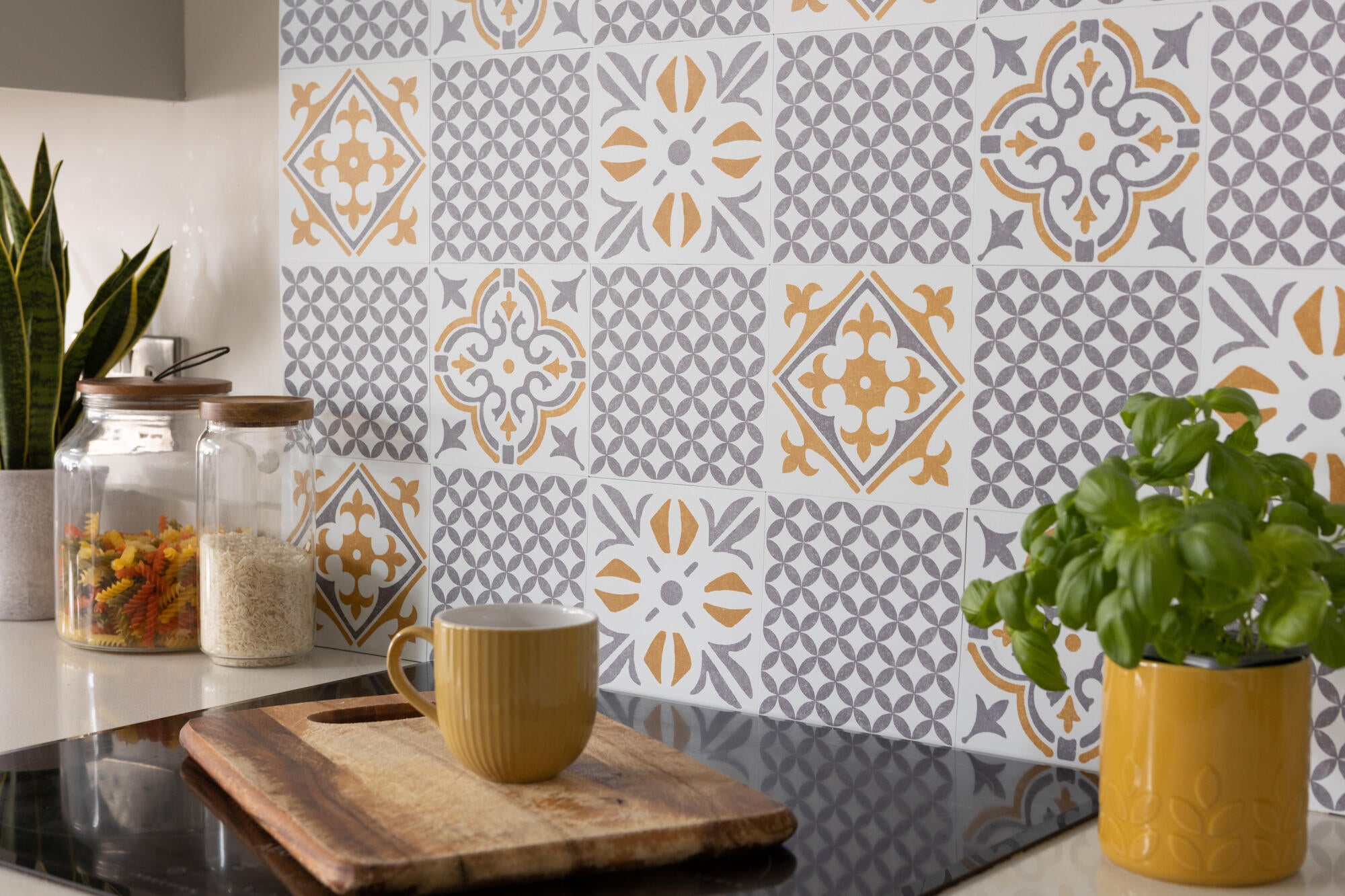 Lot de 6 adhésifs décoratifs, Wall tiles Jamila, jaune, 15.25 cm x 15.25 cm - 3