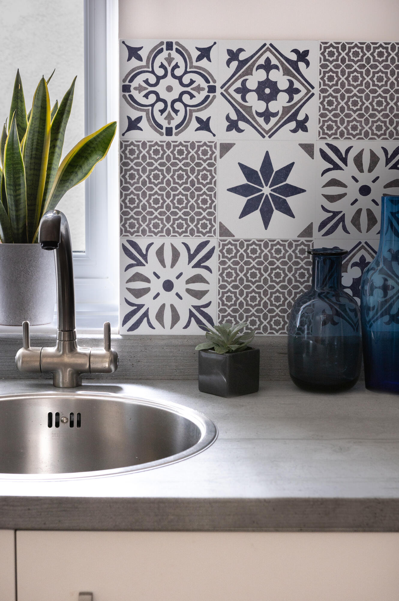 Lot de 6 adhésifs décoratifs, Wall tiles, cubia bleu, 15.25 cm x 15.25 cm - 2