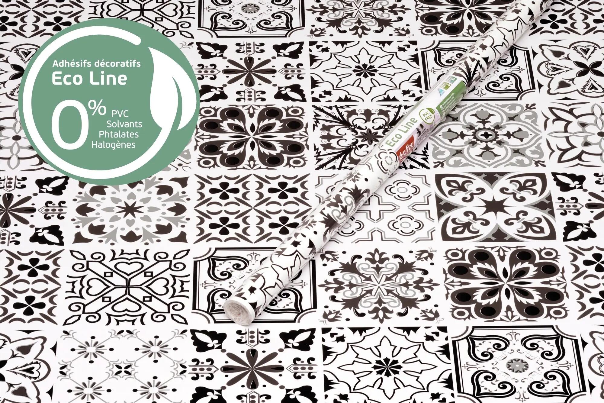 Rouleau adhésif décoratif Eco Line sans-pvc Ornemental, noir, 67.5 cm x