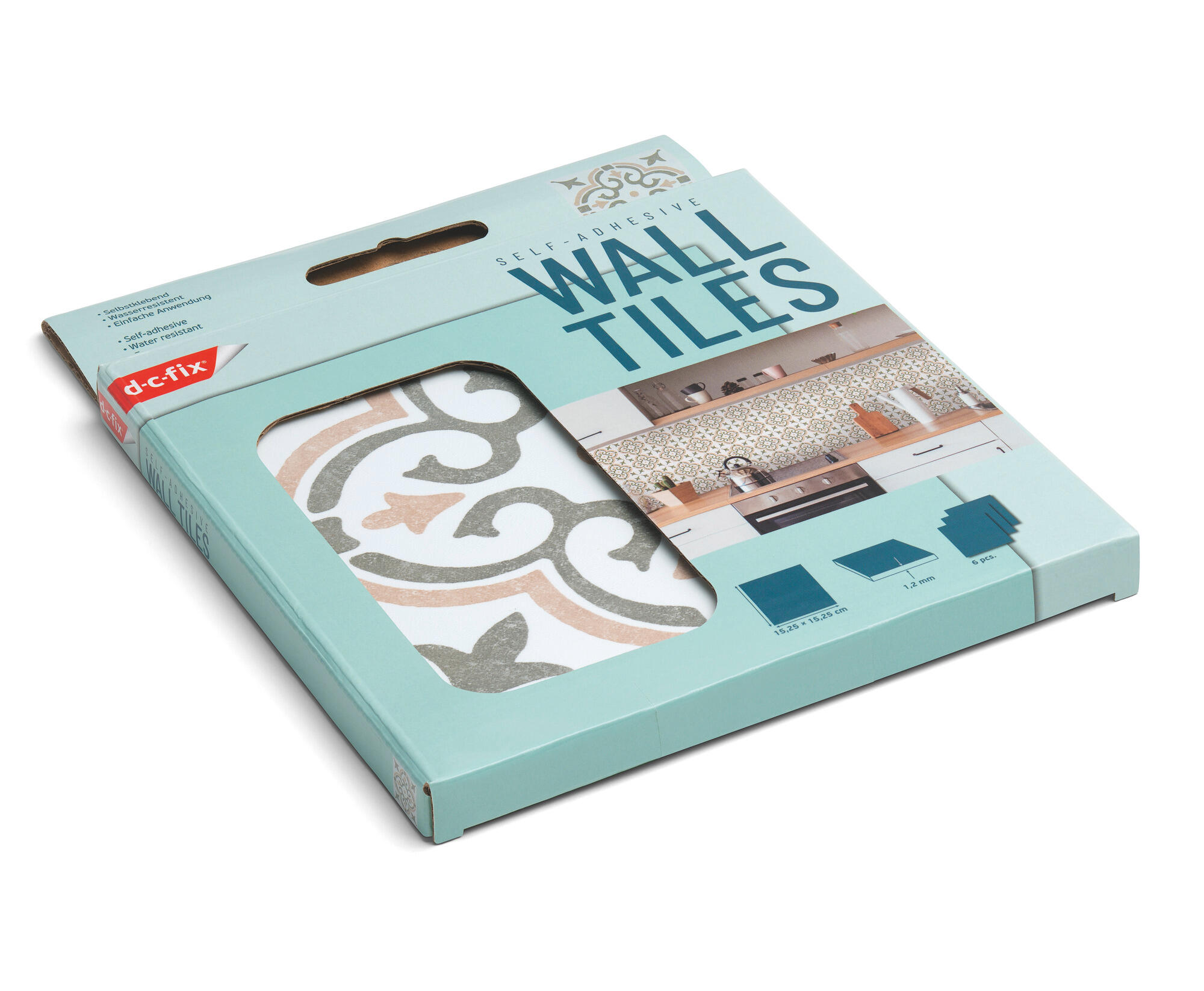 Lot de 6 crédences adhésives Jamila, vert, 15.2 cm x 15.2 cm - 4