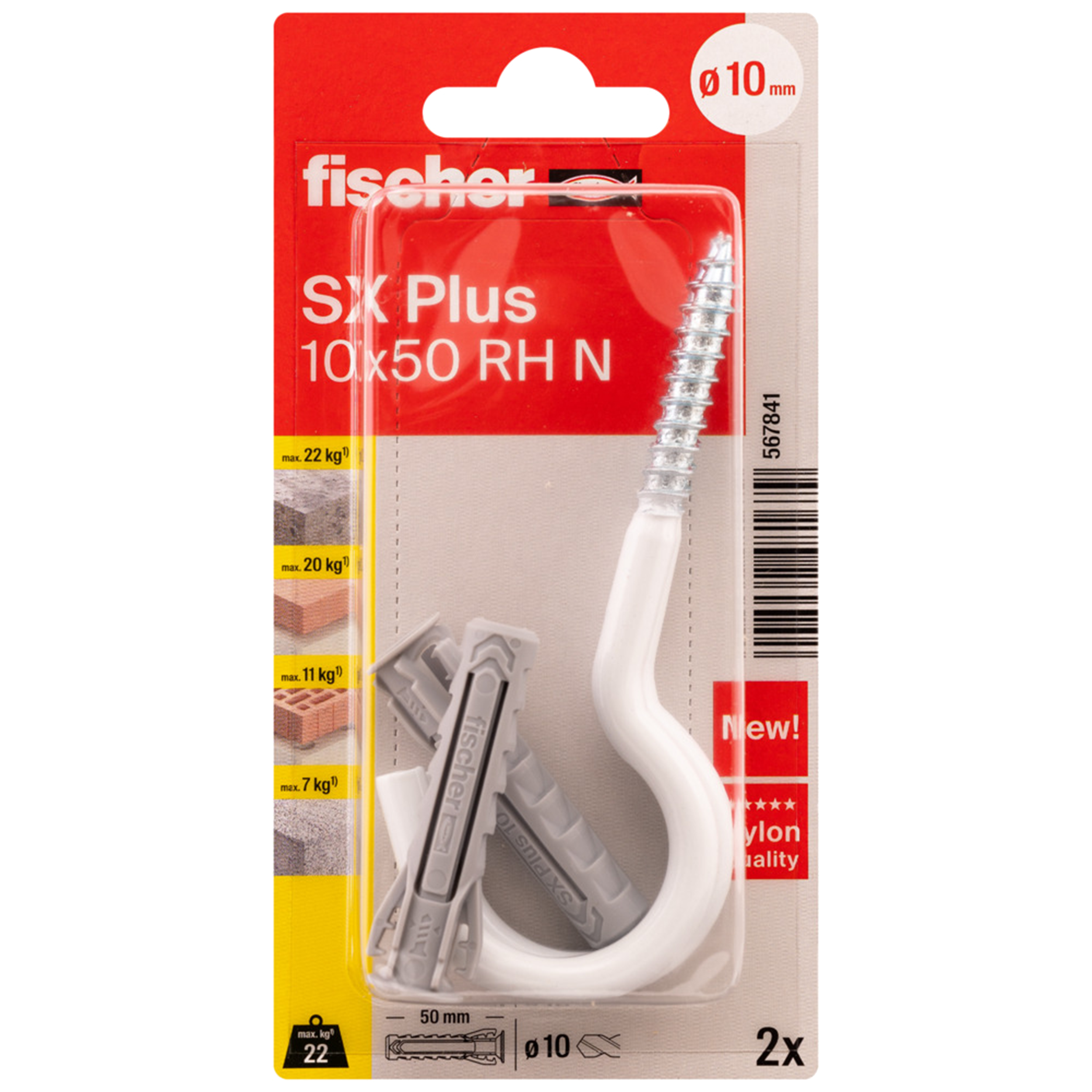 Kołek rozporowy SX Plus RH z hakiem 10 x 50 mm 2 szt. Fischer