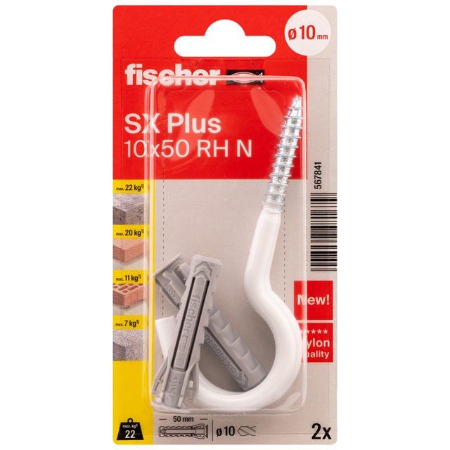 Kołek rozporowy SX Plus RH z hakiem 10 x 50 mm 2 szt. Fischer