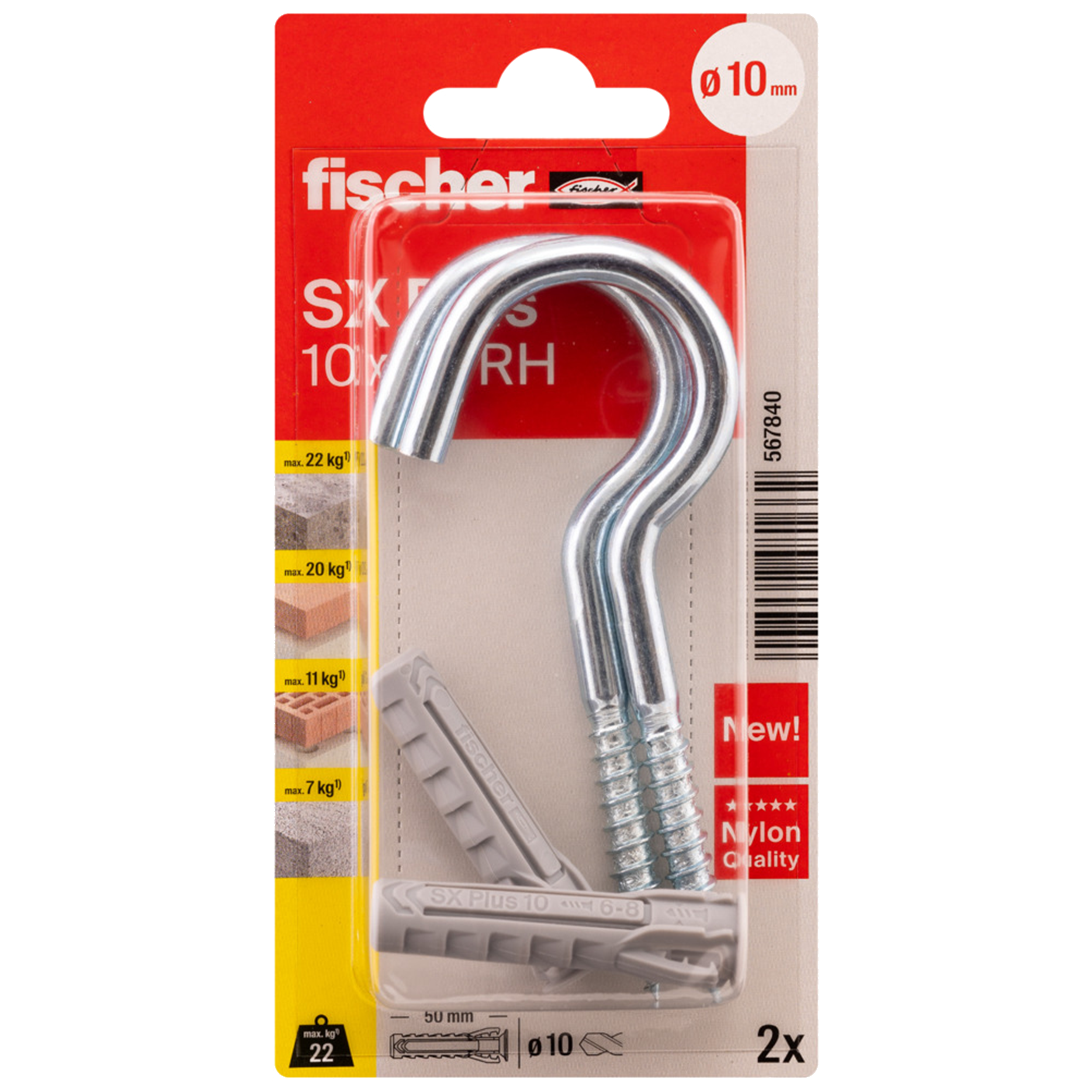 Kołek rozporowy SX Plus RH z hakiem V4_7031 10 x 50 mm 2 szt. Fischer