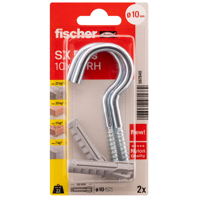 Kołek rozporowy SX Plus RH z hakiem V4_7031 10 x 50 mm 2 szt. Fischer