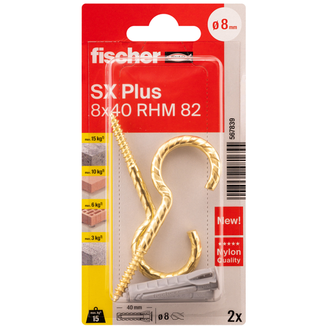 Kołek rozporowy SX Plus RHM z hakiem 8 x 40 mm 2 szt. Fischer