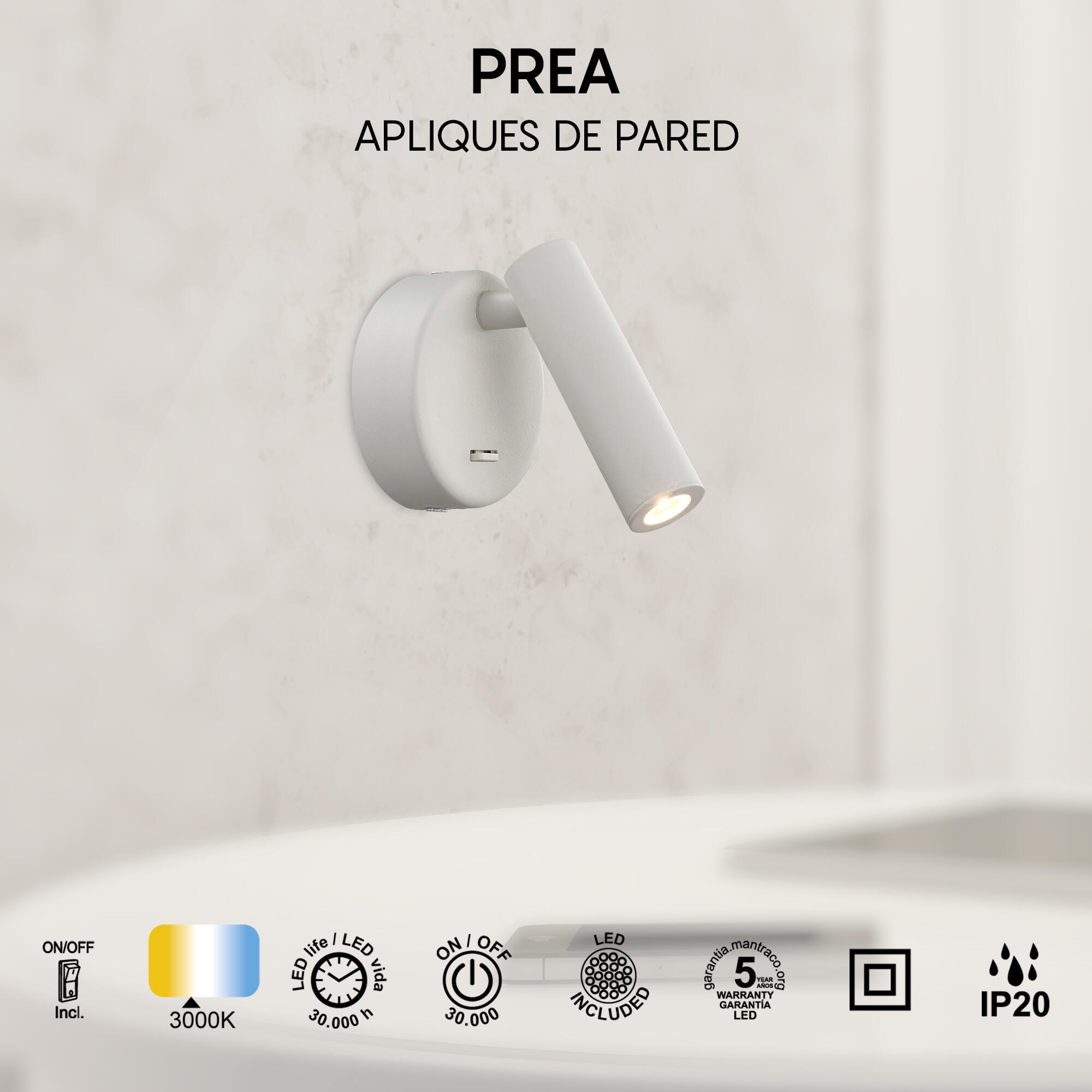 Candeeiro de parede LED PERA 30W 1 LUZ BRANCO - 9