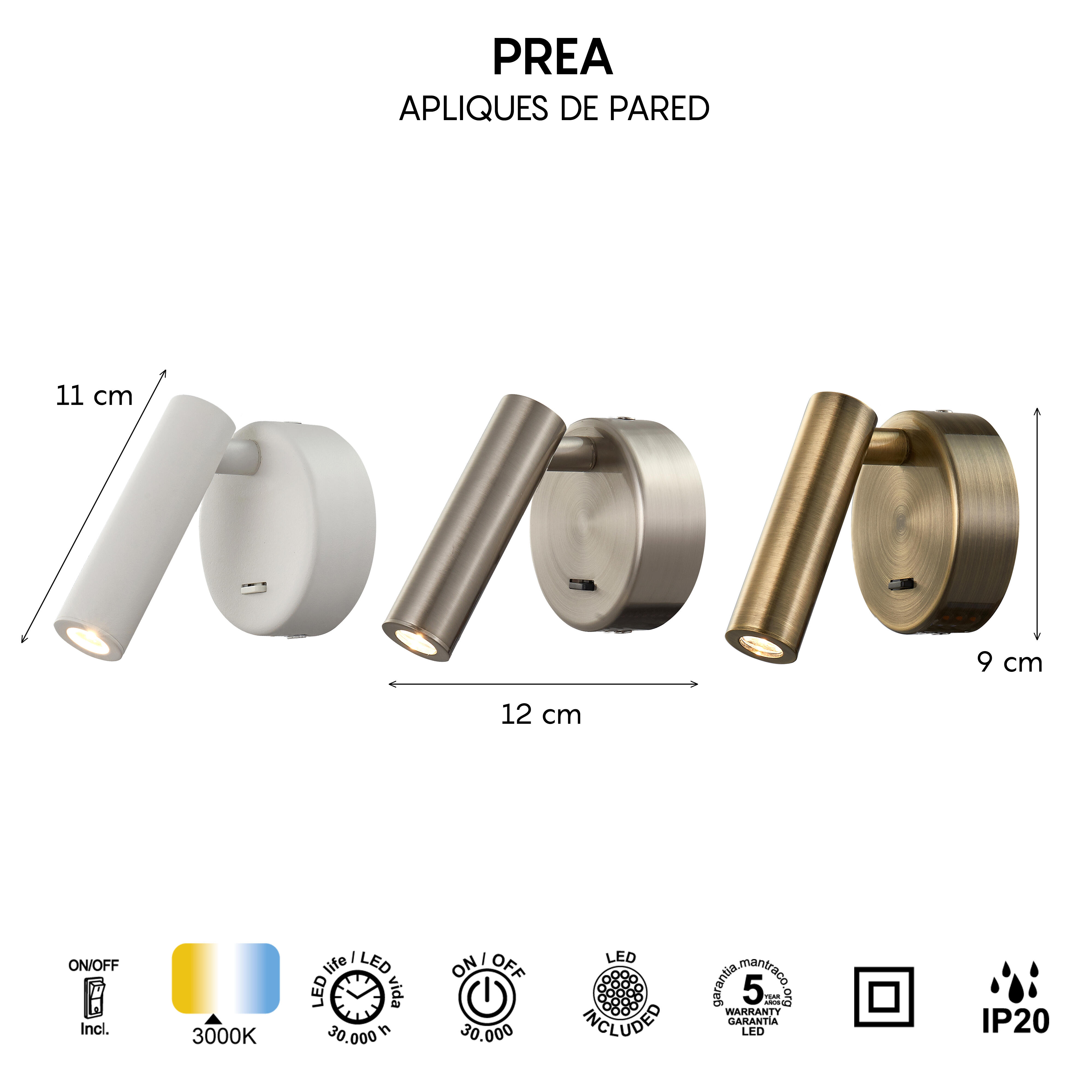 Candeeiro de parede LED PERA 30W 1 LUZ BRANCO - 8