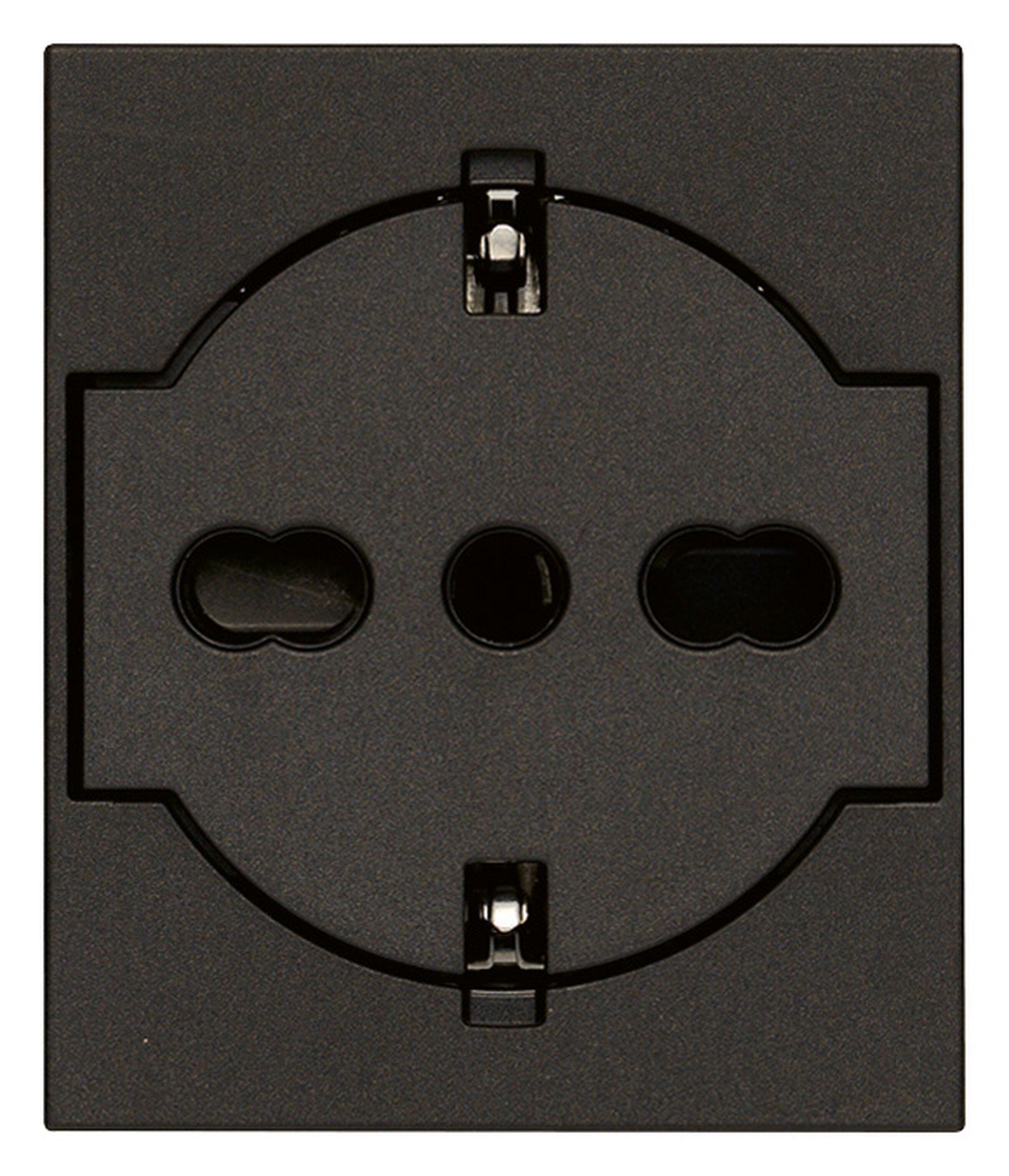Presa Di Alimentazione 2 Porte HDMI Riteav, Piastra A Muro Decora Colore Nero/Marrone, Connessione Tool-less, Per Scatole Standard