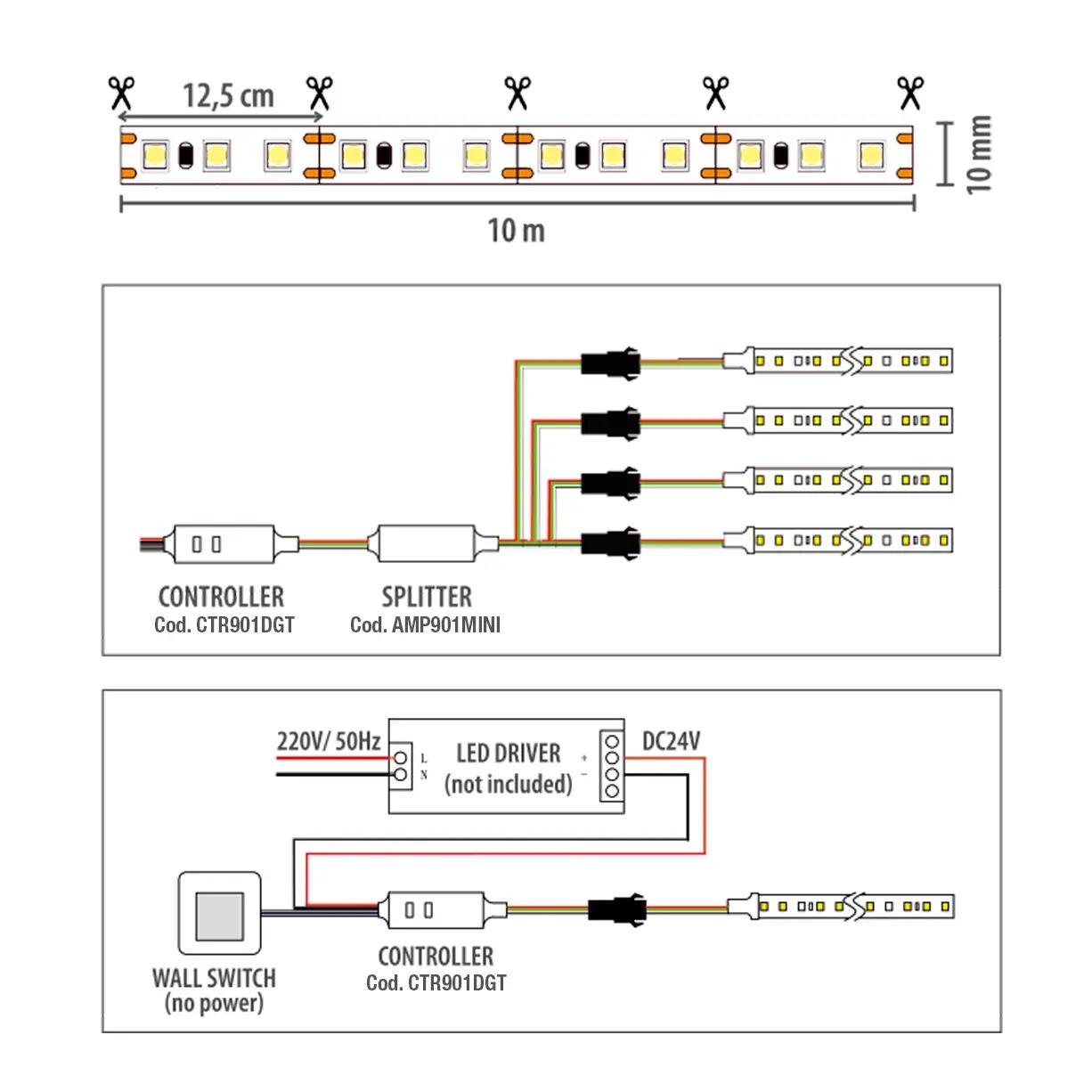 Striscia led Running light strip 5m luce bianco naturale - 5
