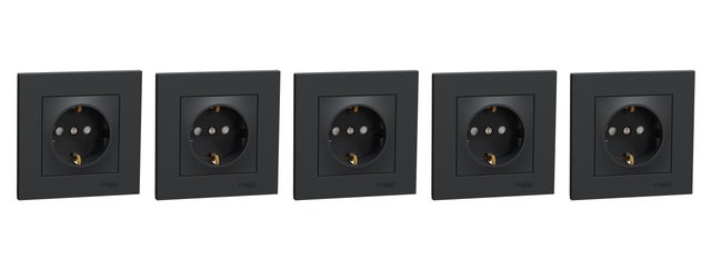 Pack de 5 enchufes con toma de tierra SCHNEIDER ELECTRIC Miluz antracita
