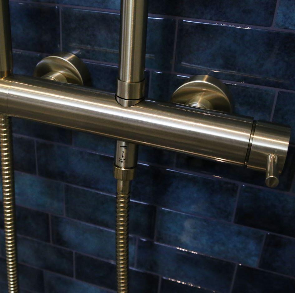 Columna de ducha monomando ESSEBAGNO Envol oro cepillado - 4