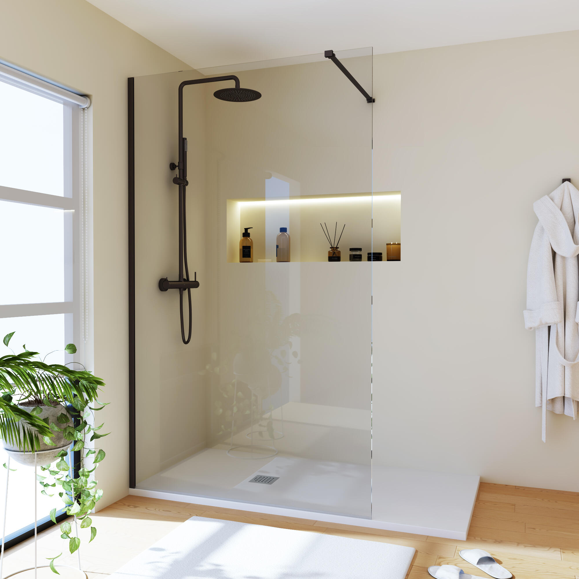 Colonna doccia con miscelatore Loop monocomando metallo cromo - 4