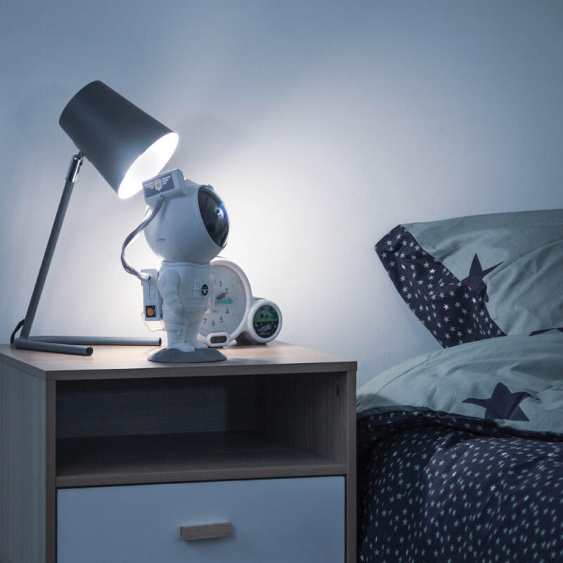 Lámpara de mesa sin cable LED con modo luz nocturna Robot Astronauta XANLITE con estructura blanca pantalla blanca color cambiante CCT 2500K- 6700K - 12