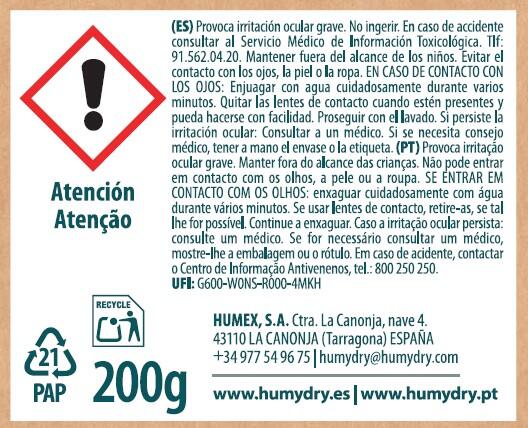 Kit de absorción de humedad  HUMYDRY 200 gr para uso en estancia hasta 8m2. Perfume neutro. 1 recarga en bolsa. 3.7 x 19 x 14.5 cm. Vida útil 12 semanas. - 7