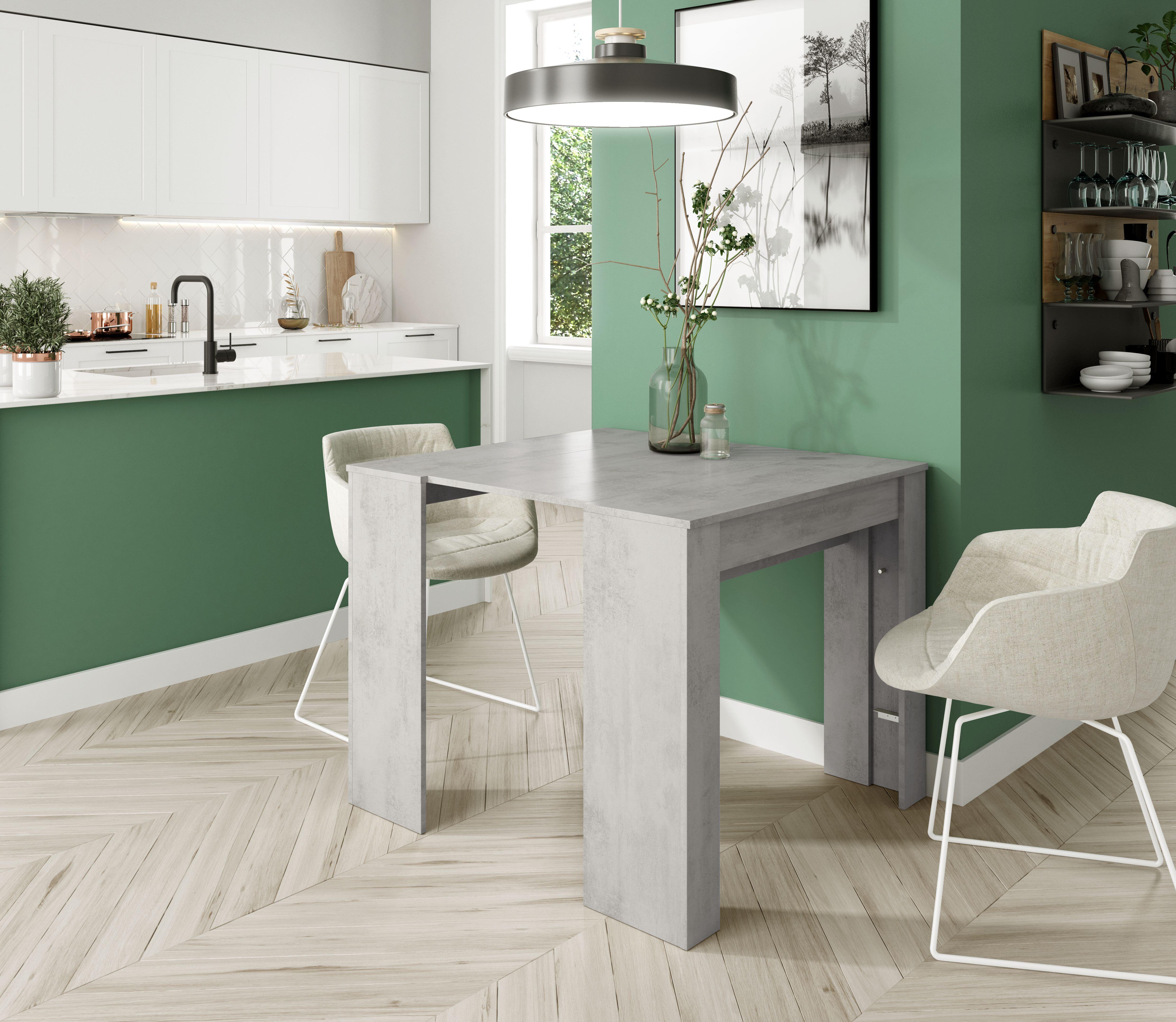Mesa de comedor extensible color cemento (51/237x90) cm - 5