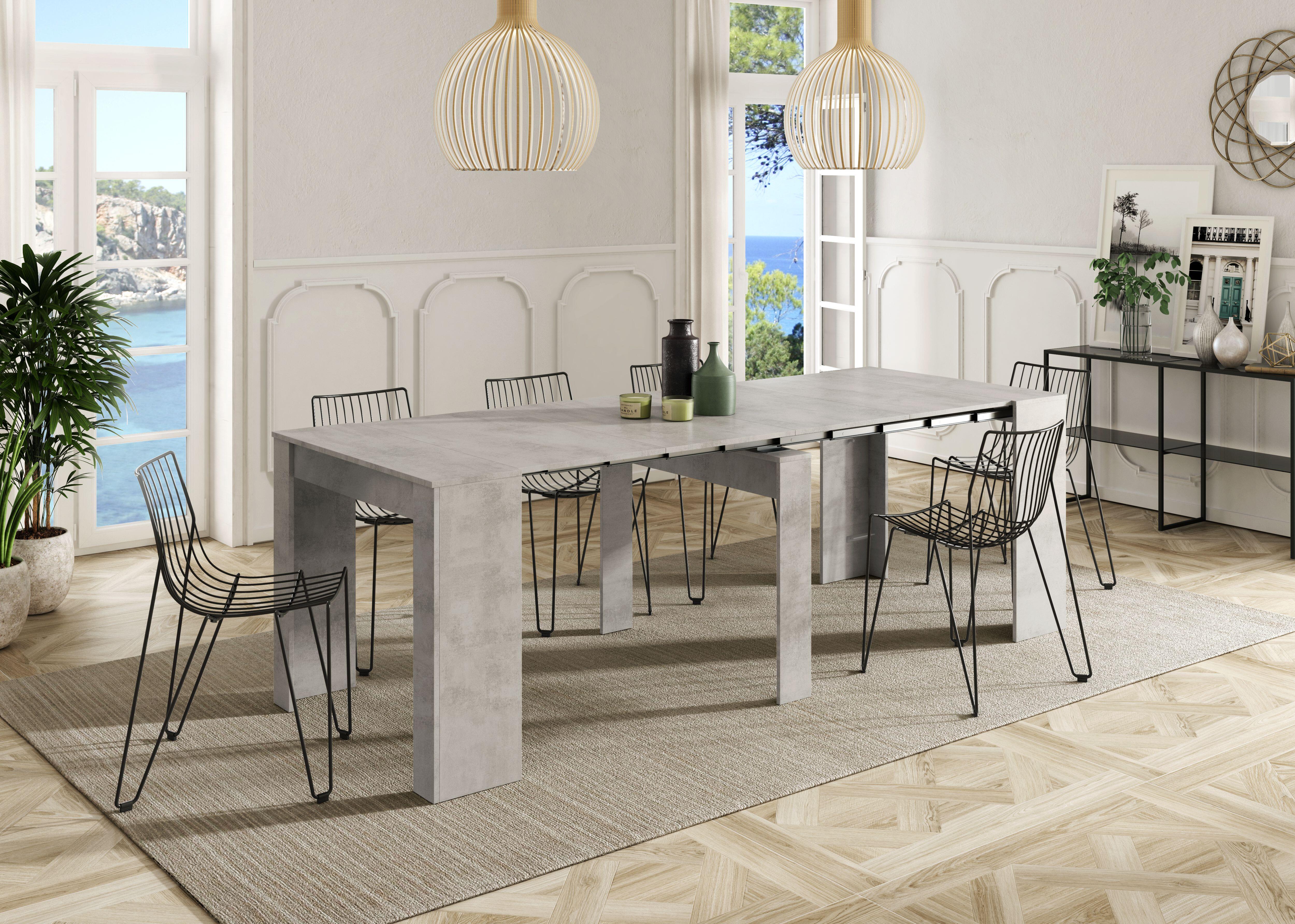 Mesa de comedor extensible color cemento (51/237x90) cm - 2