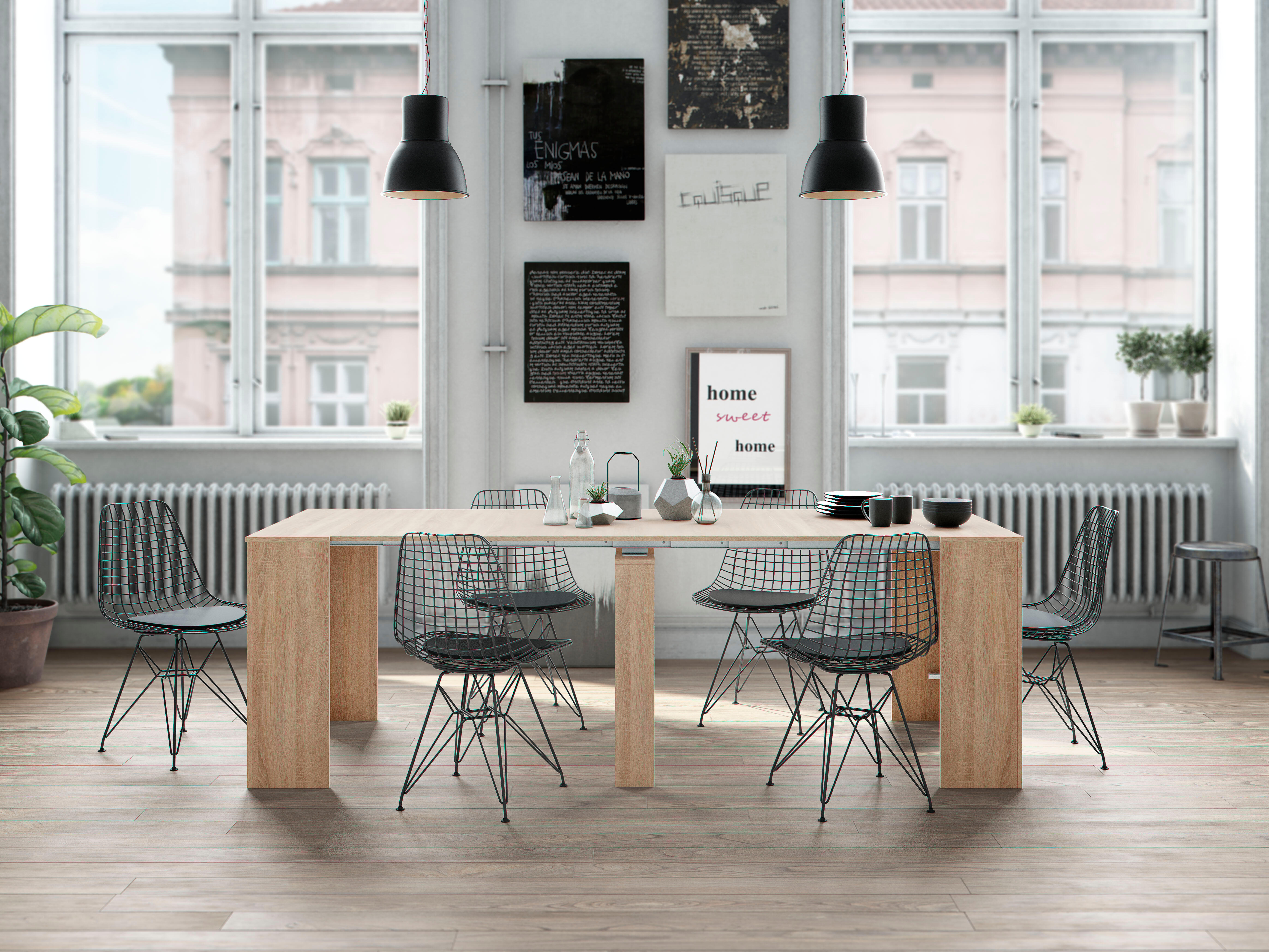 Mesa de comedor extensible madera (51/237x90) cm marrón - 10