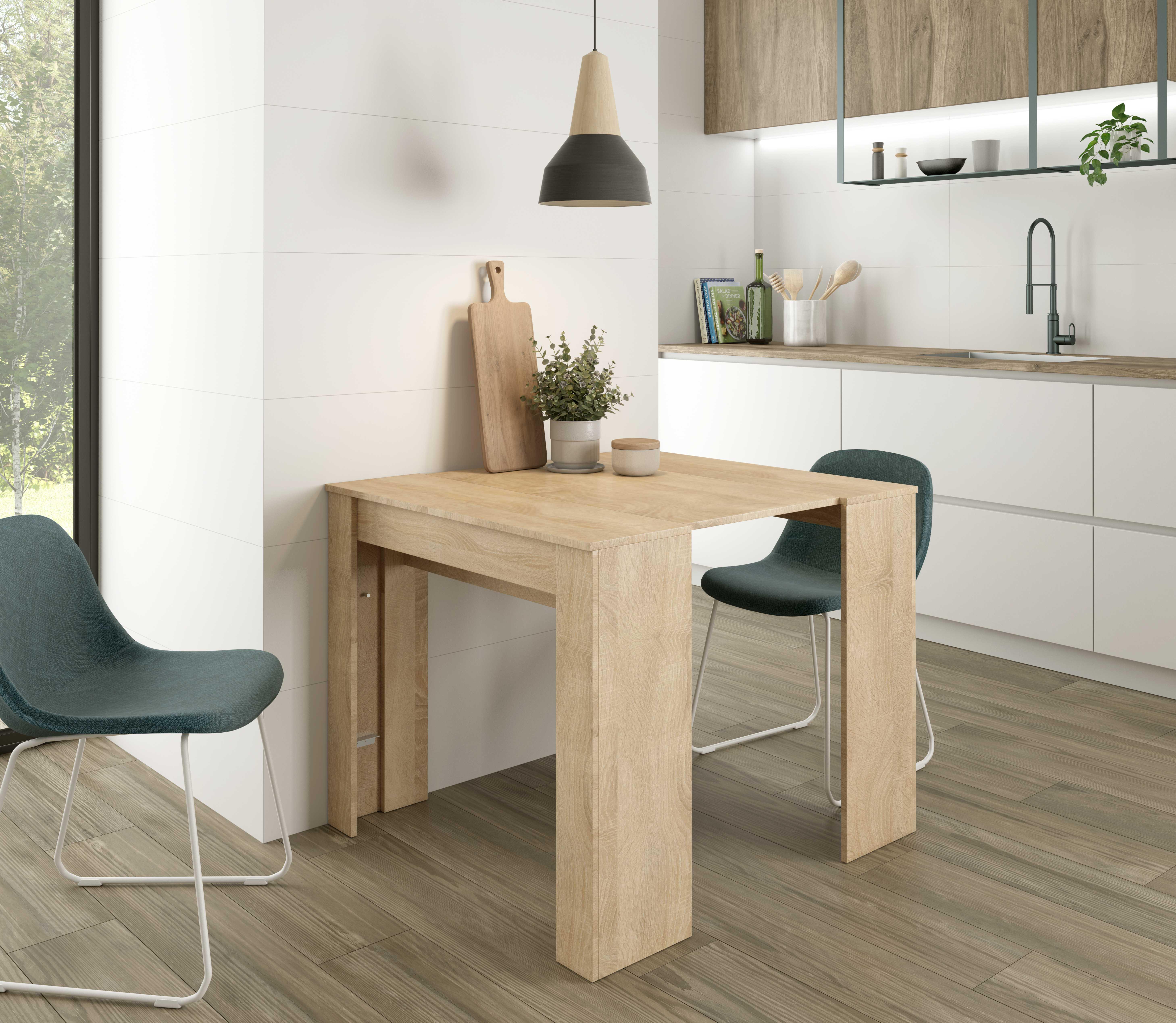 Mesa de comedor extensible madera (51/237x90) cm marrón - 9
