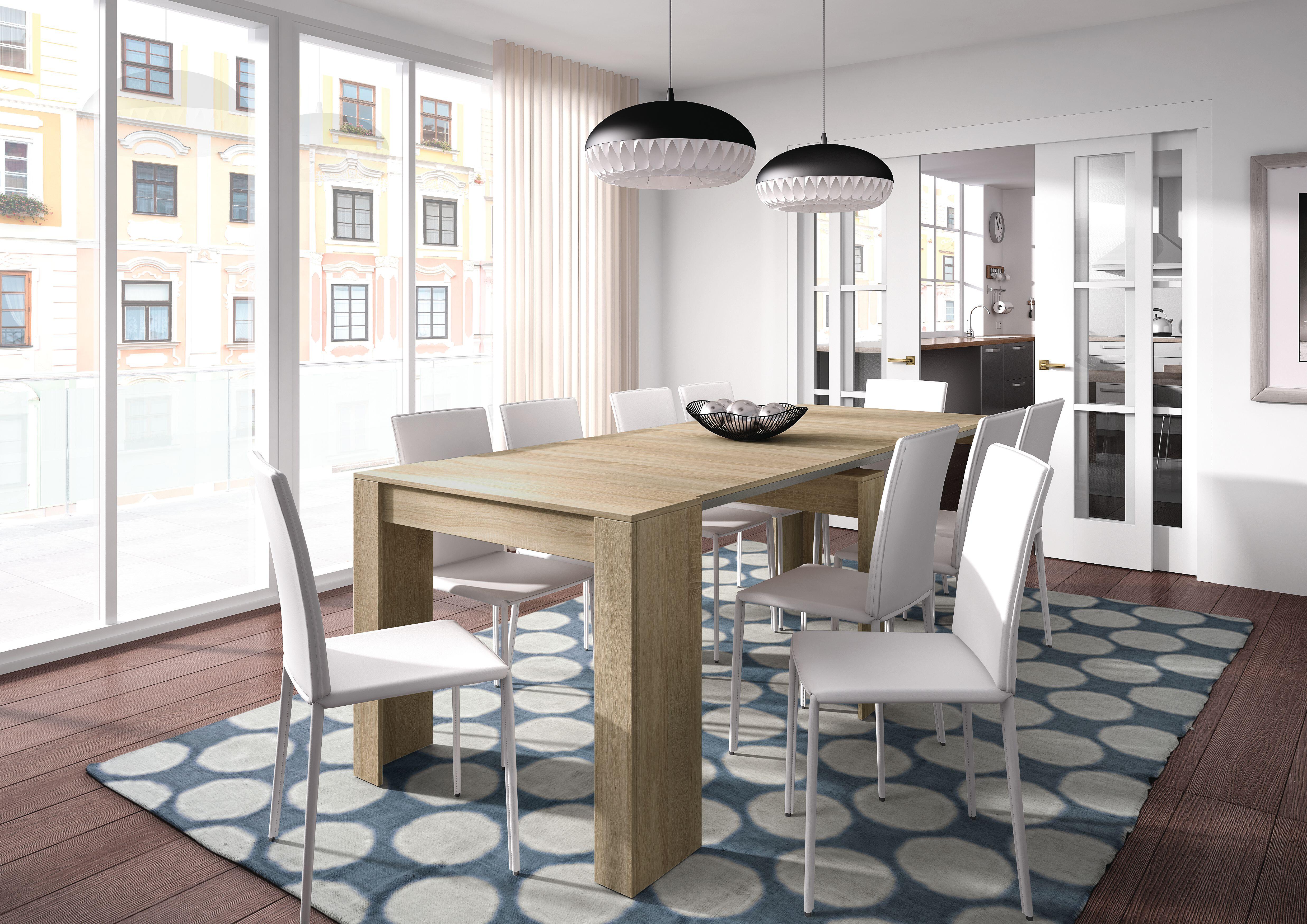 Mesa de comedor extensible madera (51/237x90) cm marrón - 7