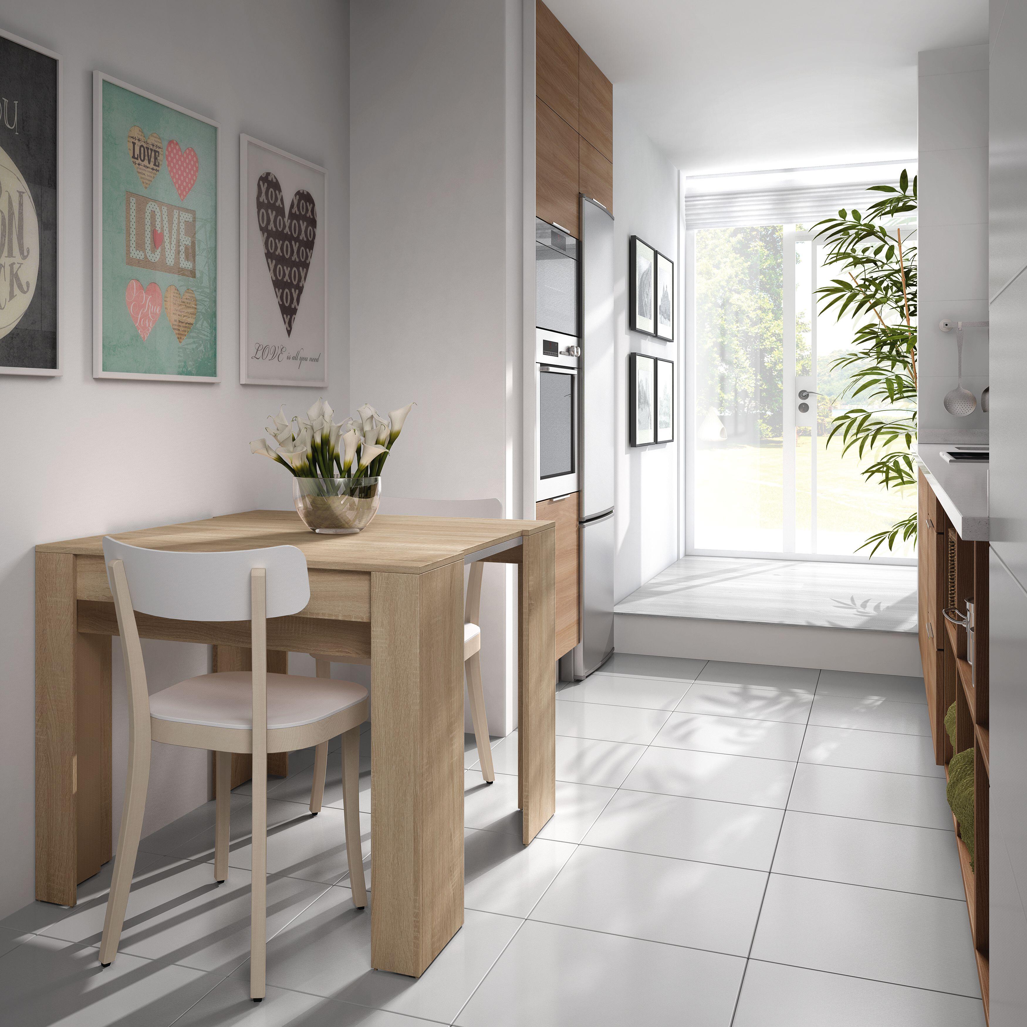 Mesa de comedor extensible madera (51/237x90) cm marrón - 6