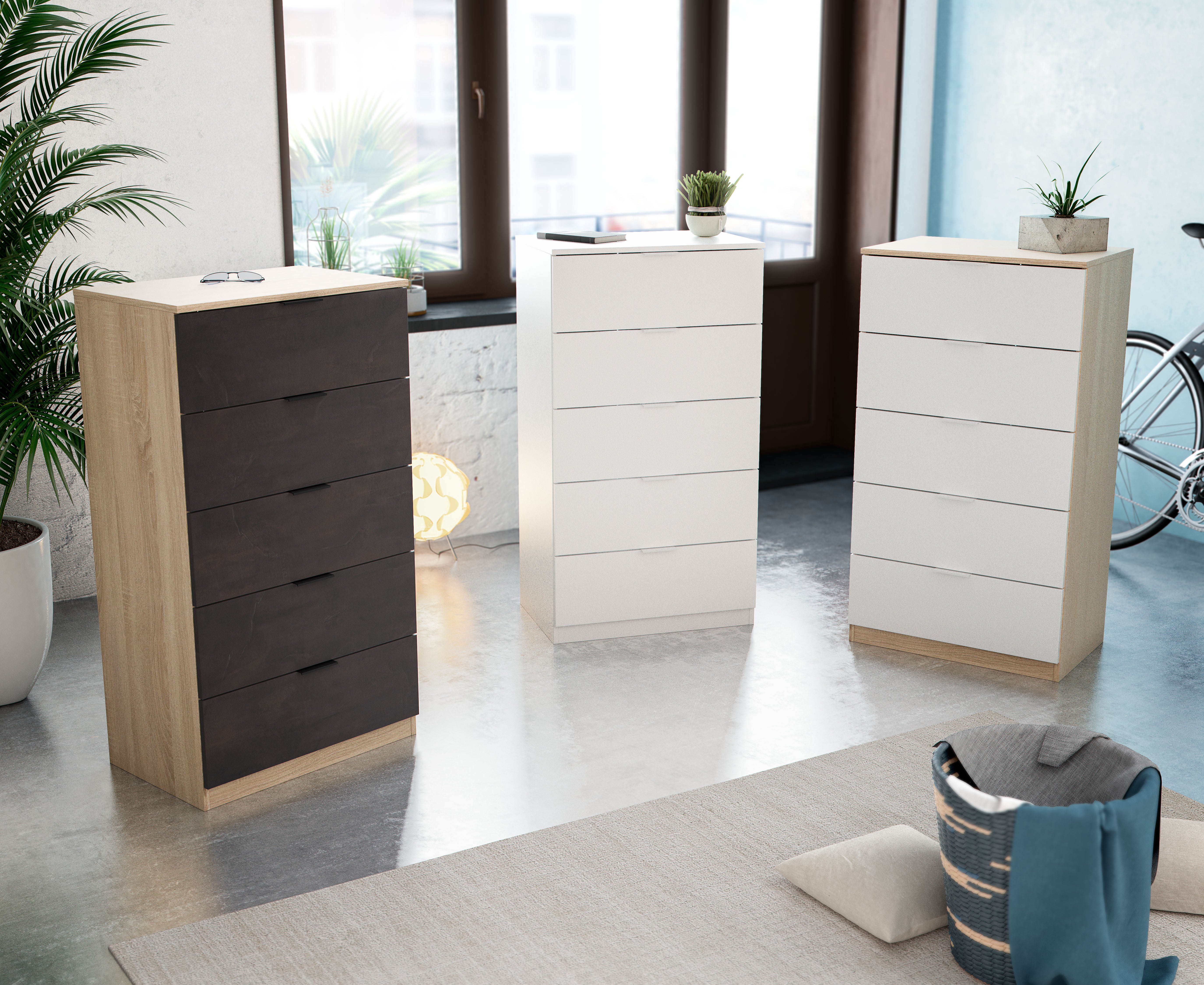 Cómoda 5 cajones blanco artik 110x60x40cm - 2