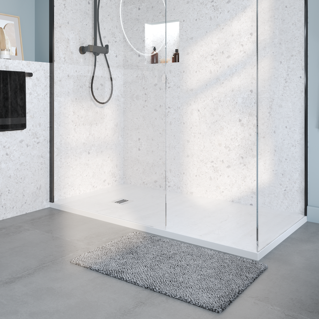 Receveur de douche extraplat, résine, blanc L.160 x l.80 cm, Remix light