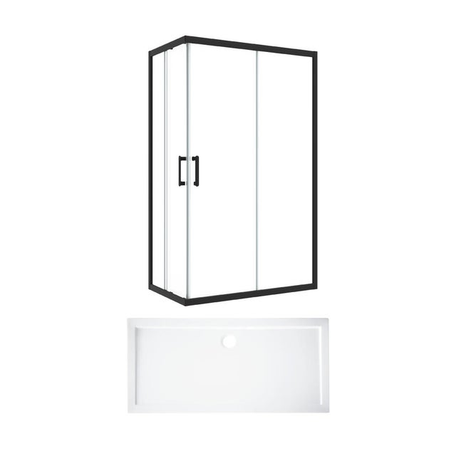 Pack Express base de duche e cabine 70x120 cm transparente preto Easy