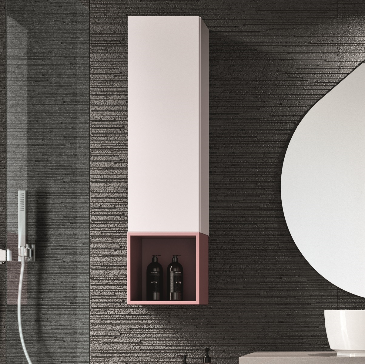 Pensile bagno Linea C colore su ordinazione, 1 anta apertura da destra P 20.8 x L 35 x H 75 cm - 2