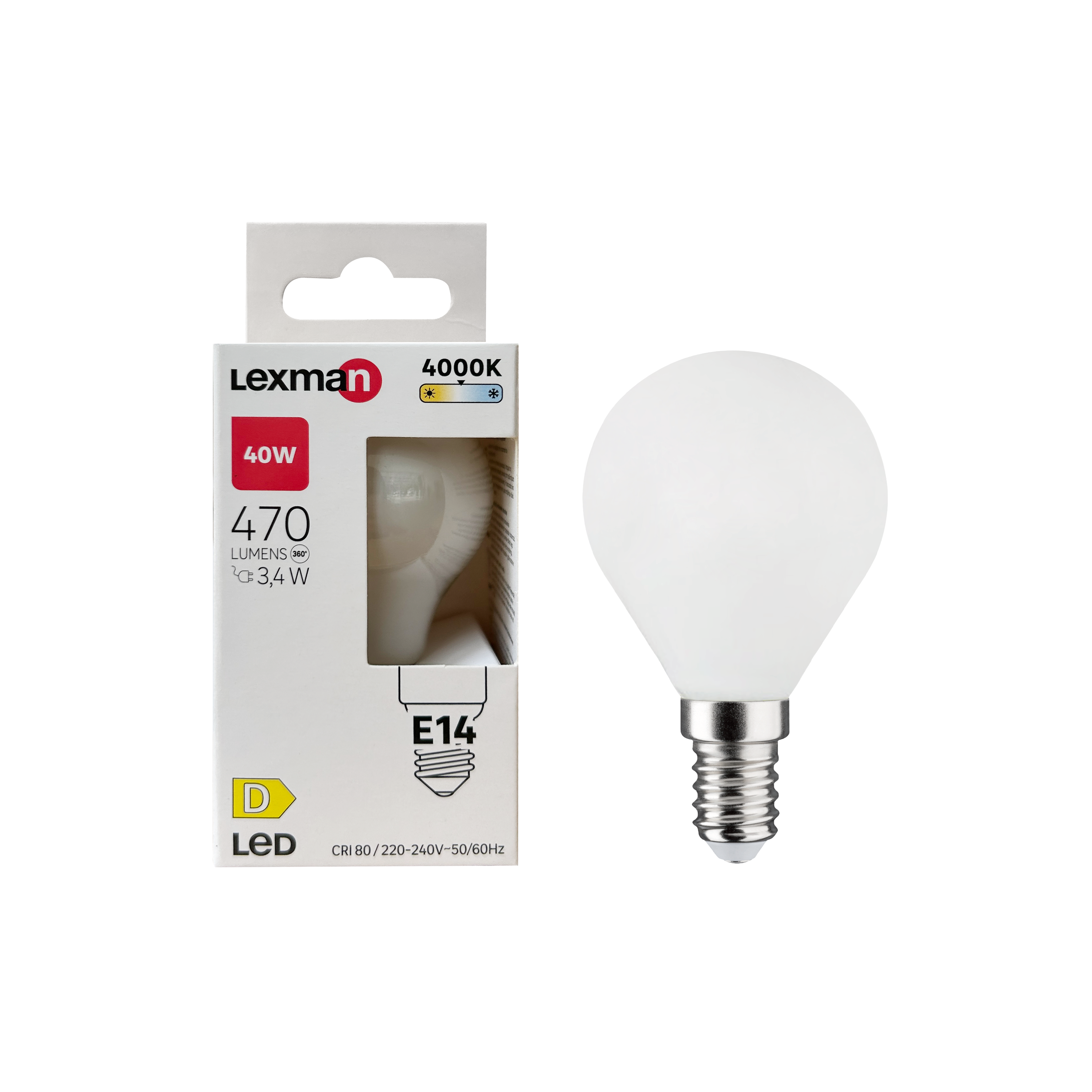 Żarówka LED E14 3,4 W 470 lm Neutralna biel Lexman - 3