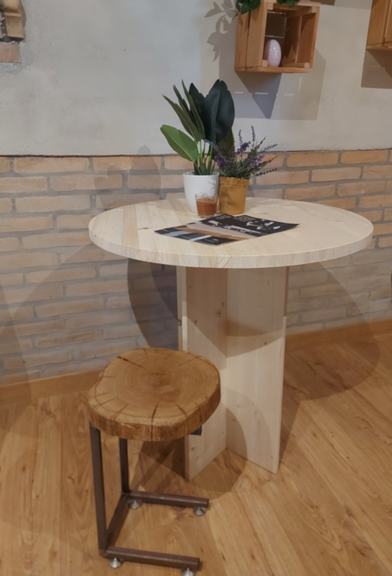 Suporte de tampo madeira maciça redondo 75x30 cm - 2