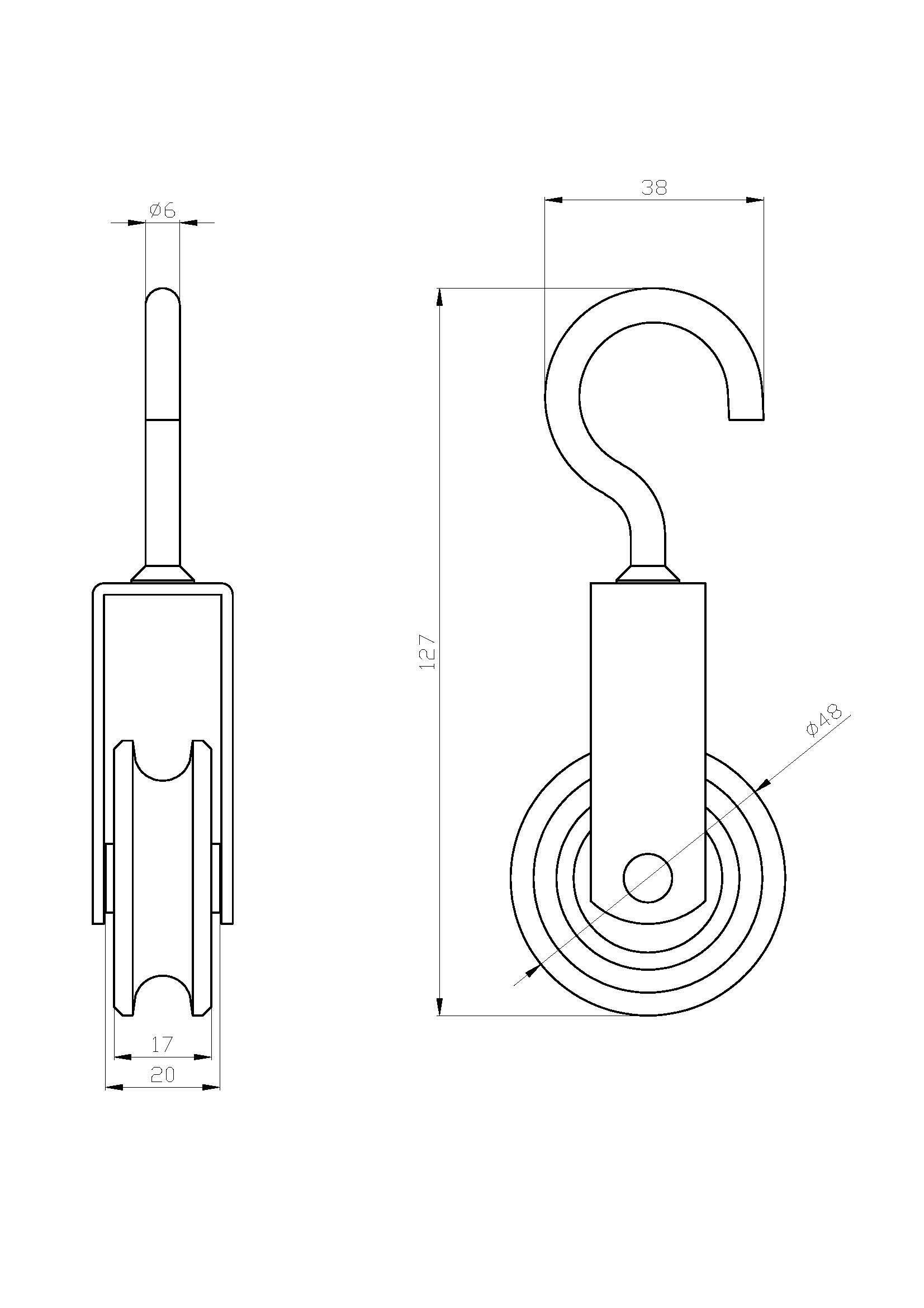 Puleggia con gancio fisso  STANDERS ruota Ø 50 mm in nylon 60 kg - 2