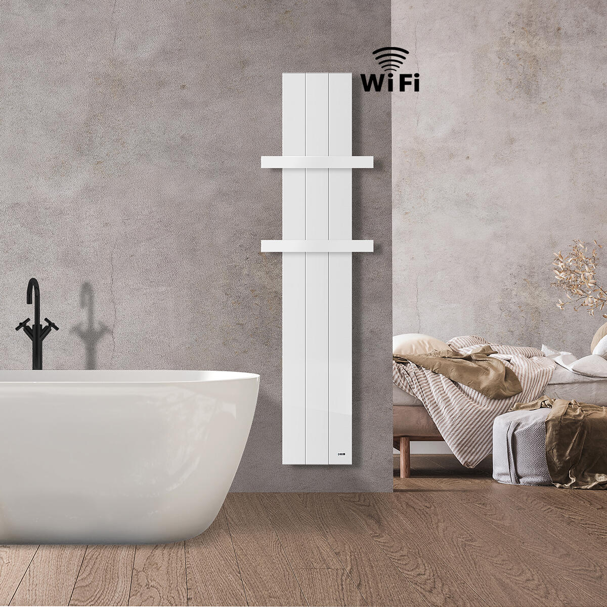 Radiateur/Sèche-serviettes électrique connecté à inertie sèche 1000 W HJM IXORA - 3