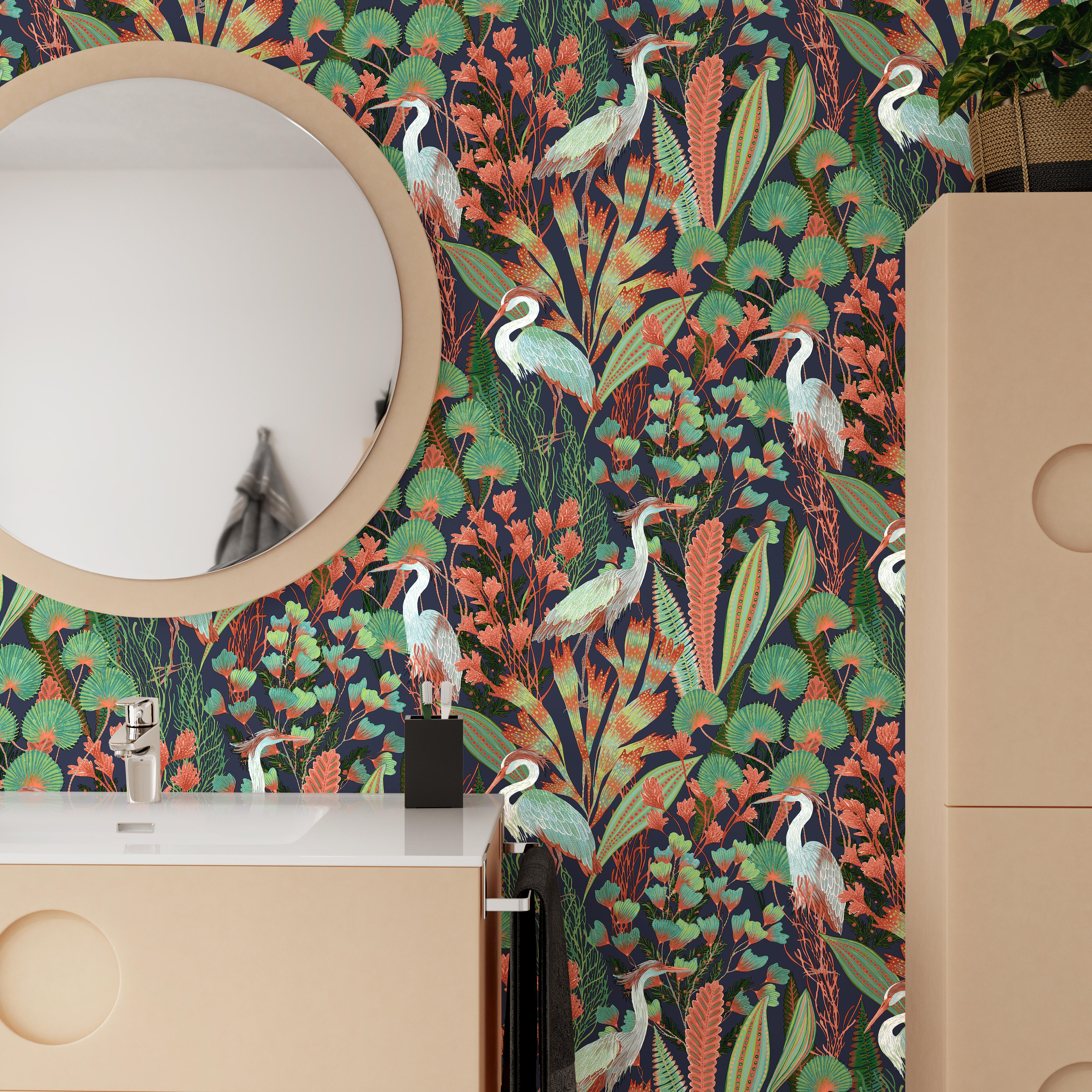 Papel pintado vinilo aplicación cola en pared animales paradise azul grandeco 53cmx10m fregable