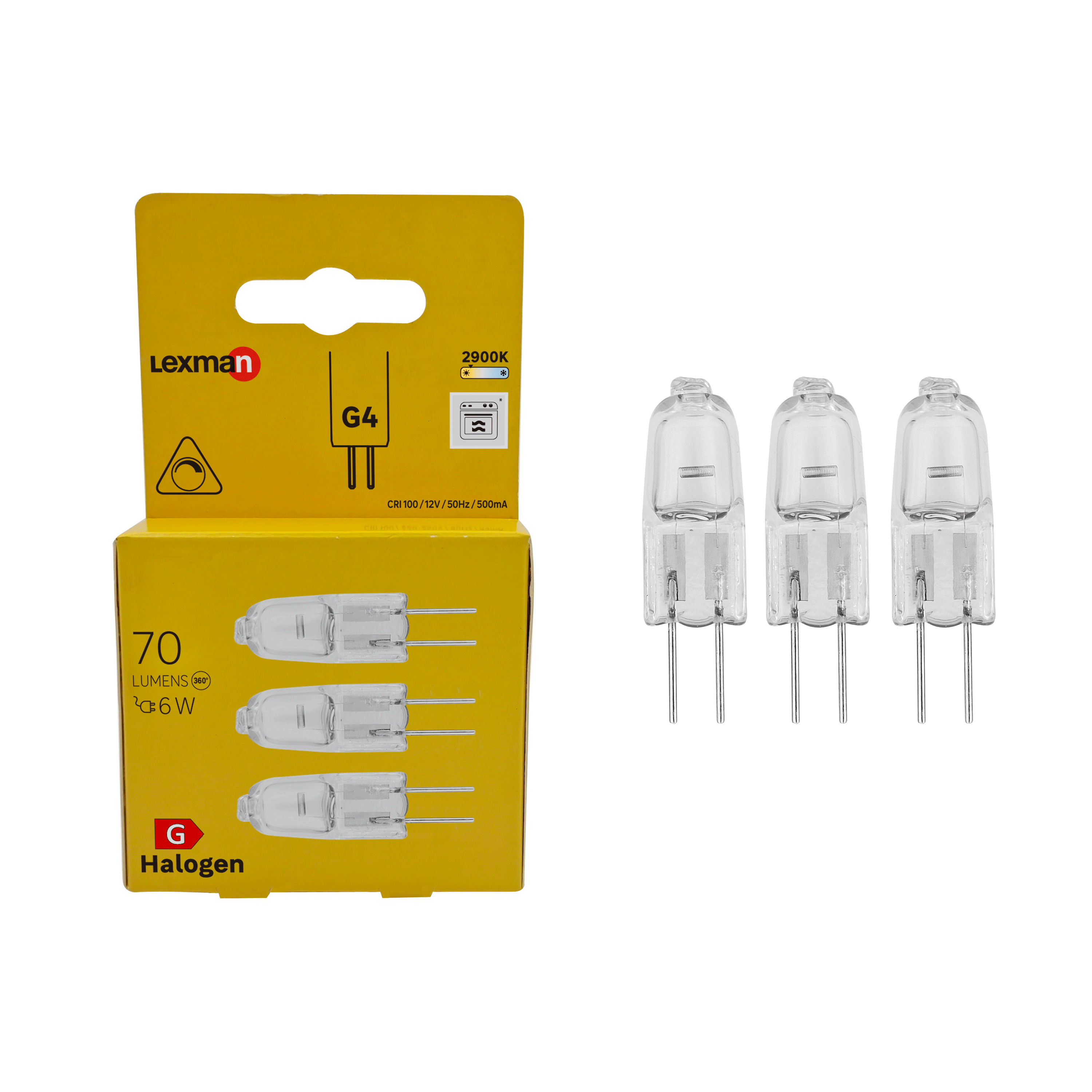 3 ampoules halogène, capsule G4, 70lm, blanc chaud, dimmables, LEXMAN - 4