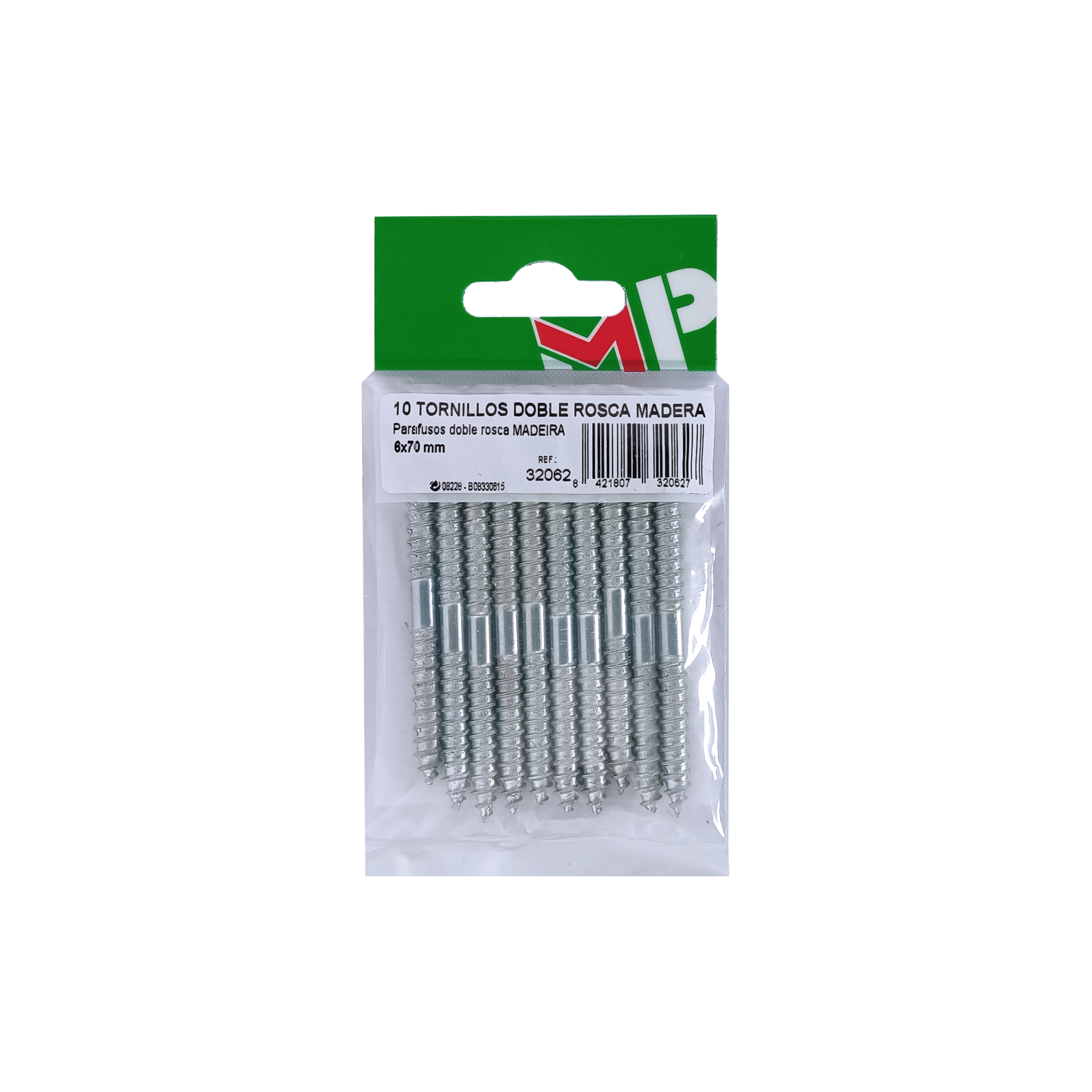Pack 10 tornillos de doble rosca de acero de 5x60 mm - 5