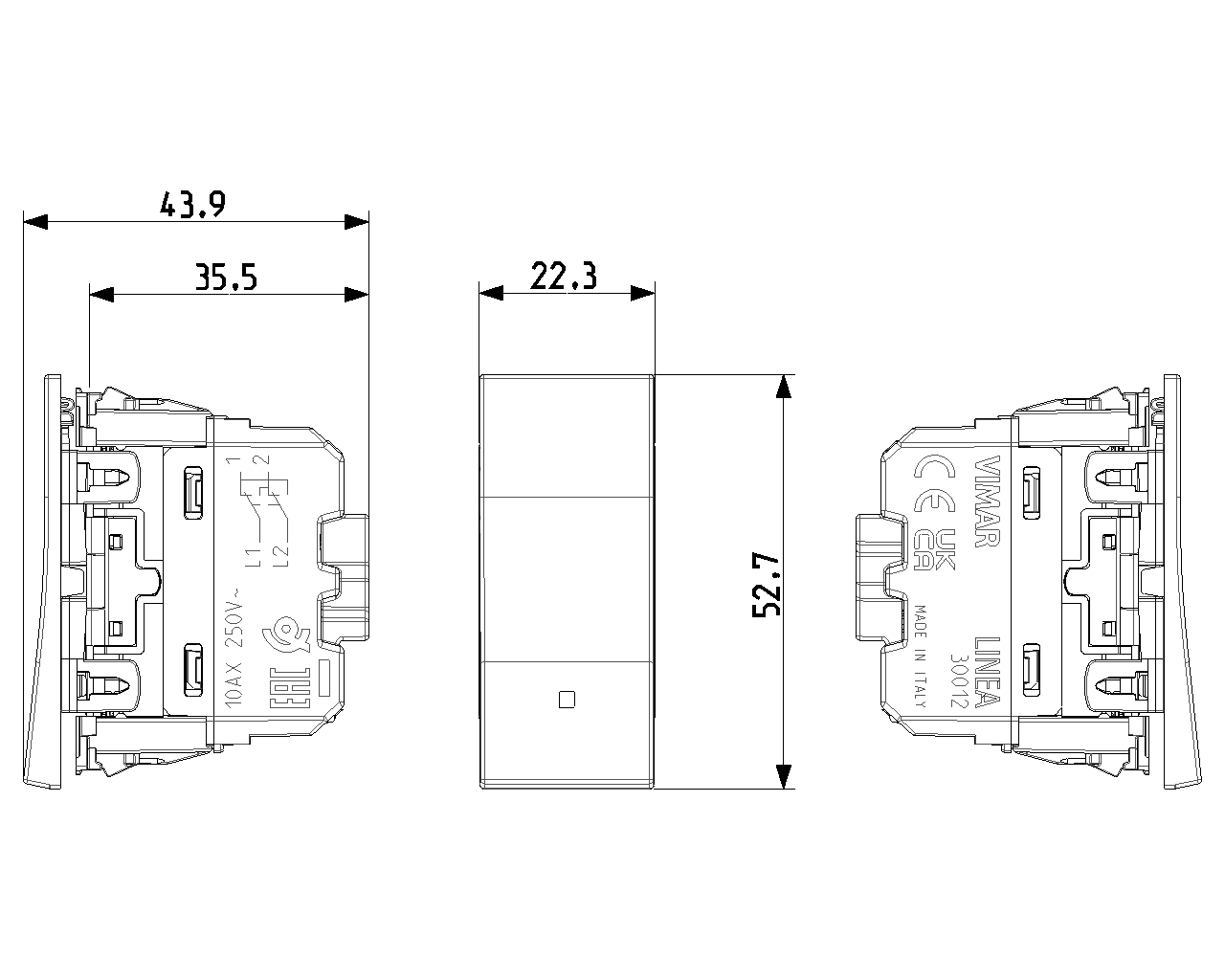 Invertitore 1P 10AX allineato Linea VIMAR bianco - 4