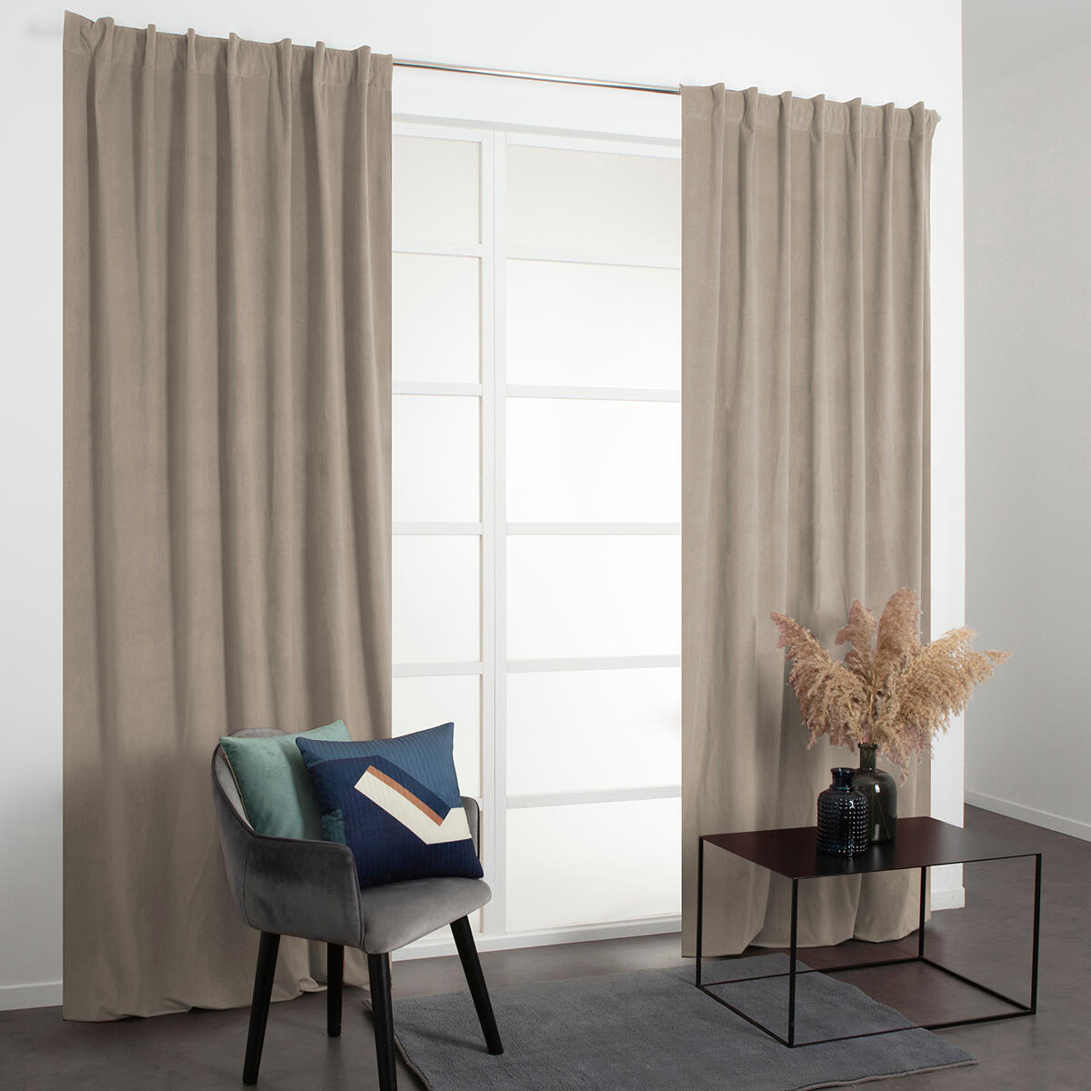 Tenda Infinity tortora, occhiello e fettuccia e passanti nascosti 140x280 cm - 2