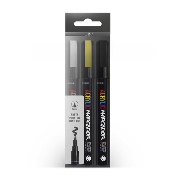 Pack marcador acrilico 3 unidades montana 1mm