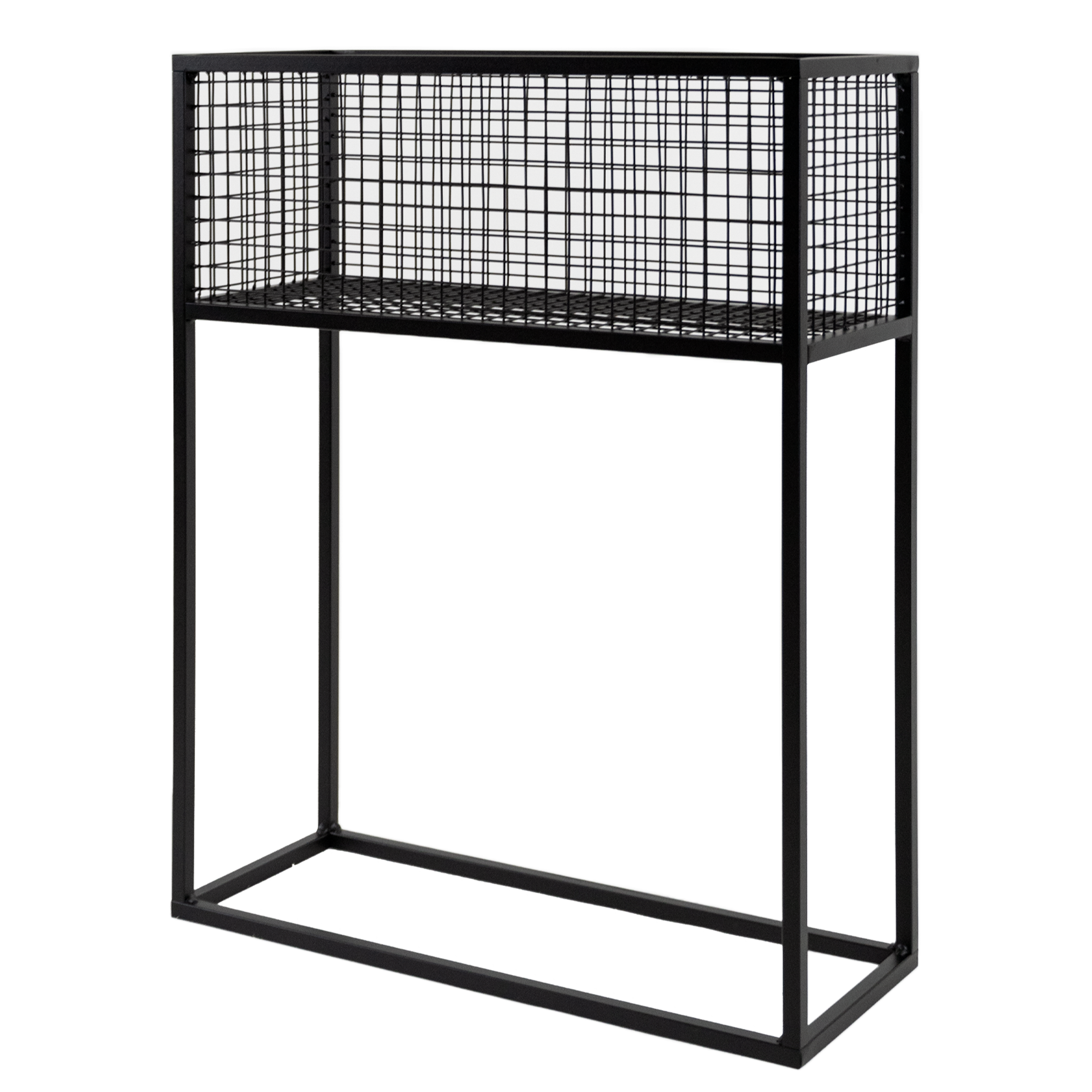 Kwietnik osłonka stojak Dax 60x23x75cm czarny metalowy
