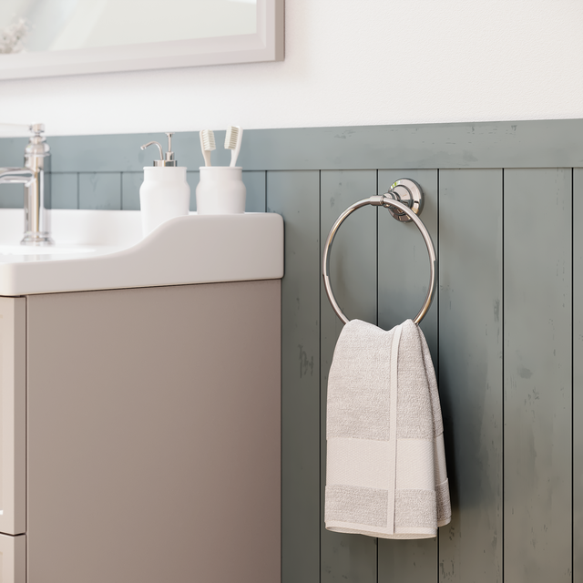 Anneau porte-serviette mural 1 barre à visser / à coller / à monter argent Charm