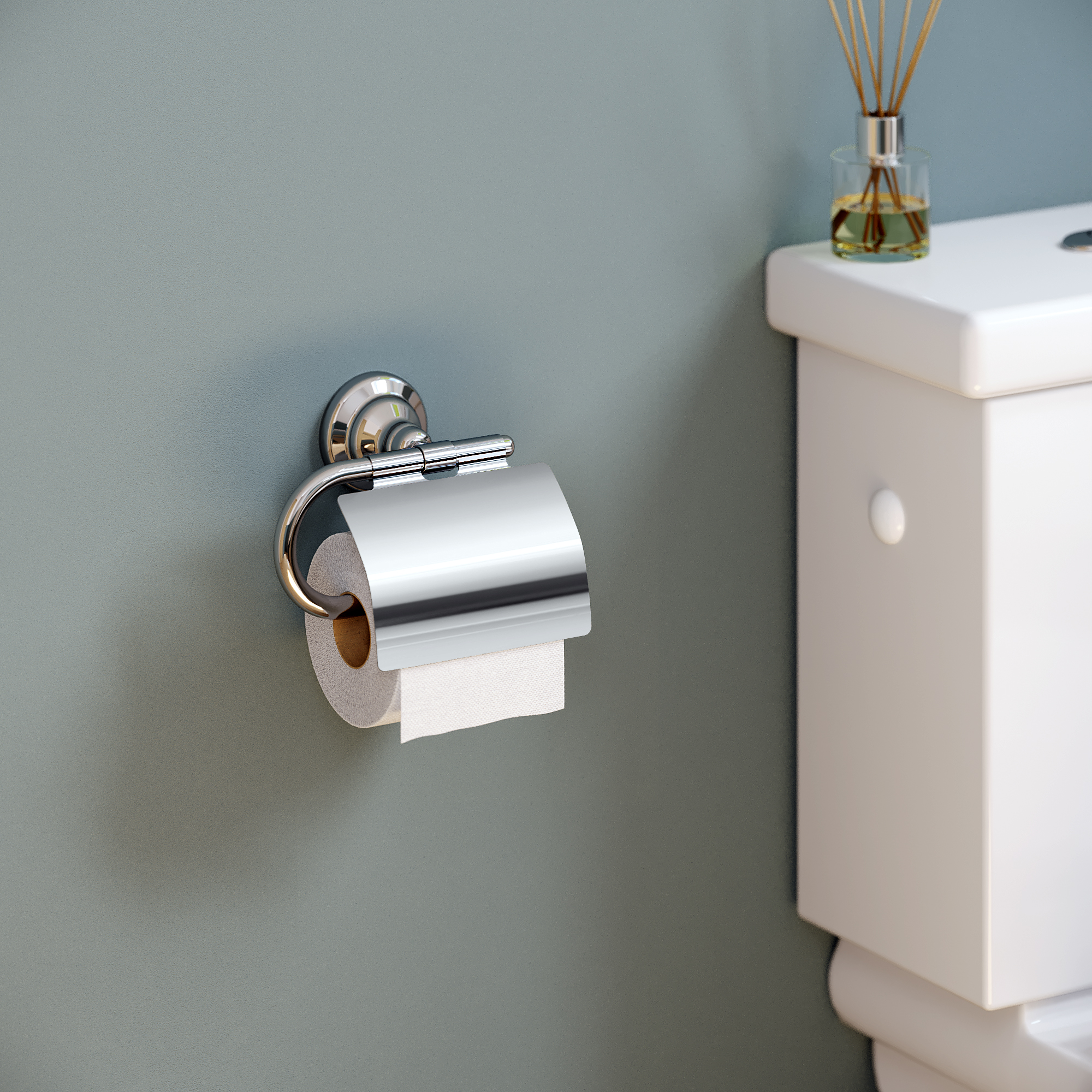 Portarrollos de papel higiénico Charm plata adheviso o para atornillar, perforar, sin perforación - 3