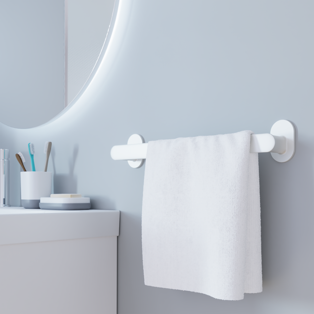 Porte-Serviettes Pliable En Acier Inoxydable – 70 Cm, Blanc Argenté, Installation Sans Percer