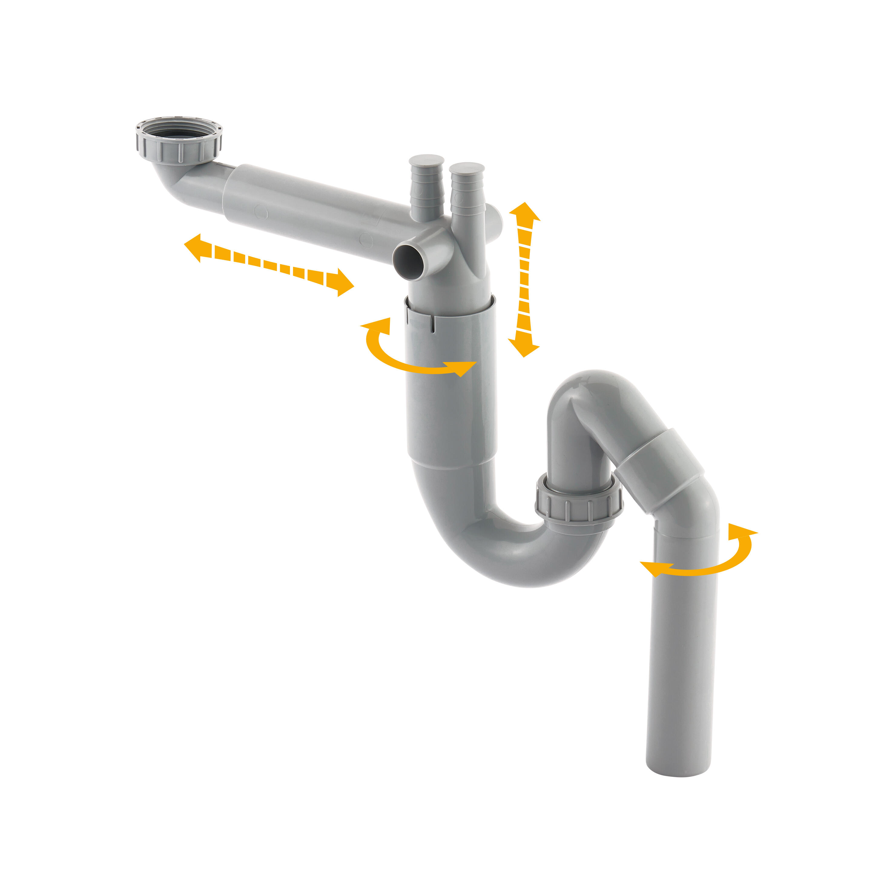Syfon zlewozmywakowy 1-komorowy bez spustu oszczędzający miejsce EQUATION - 5